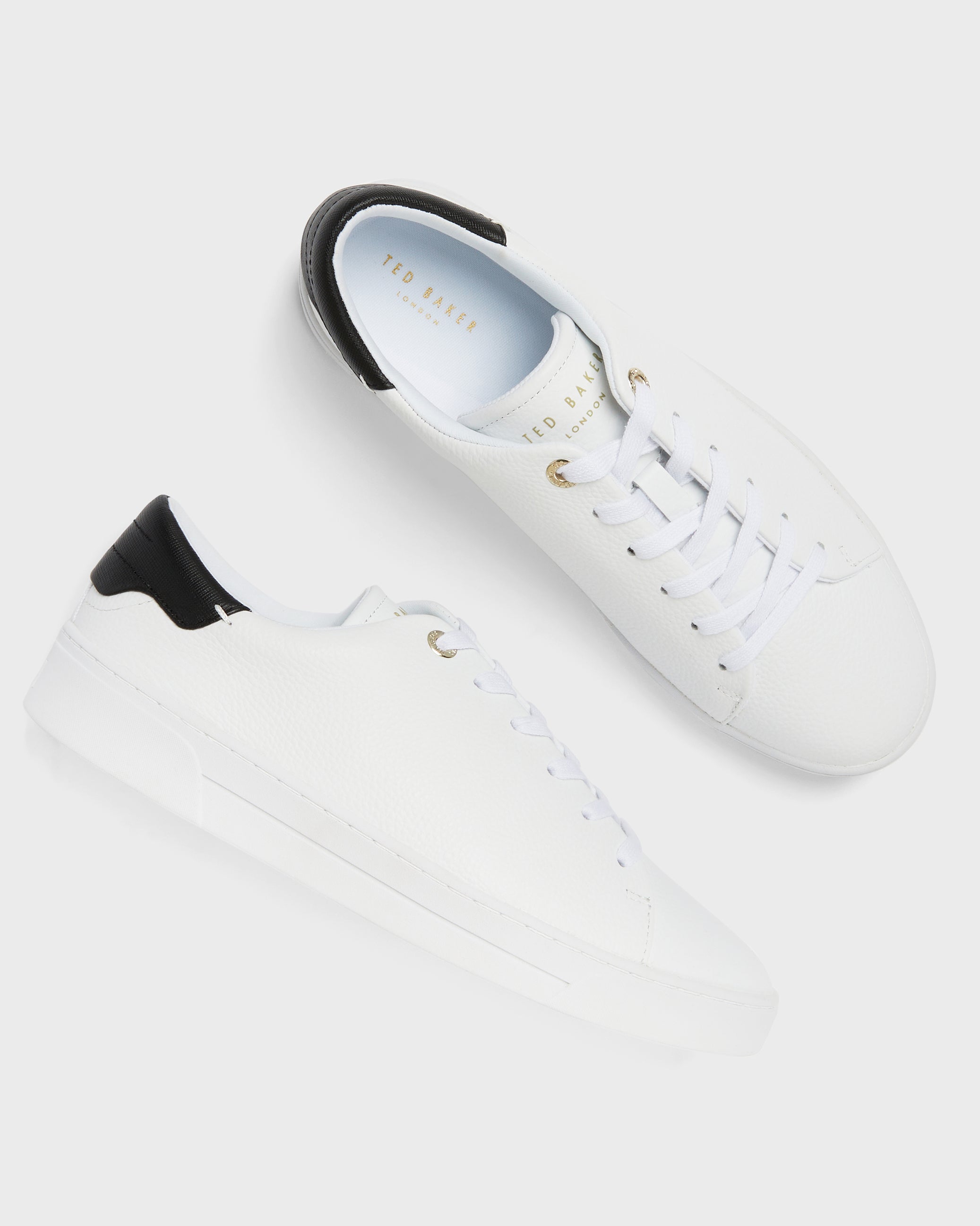 Kimmii Tumbled Leather Trainers Shoes White-Blk