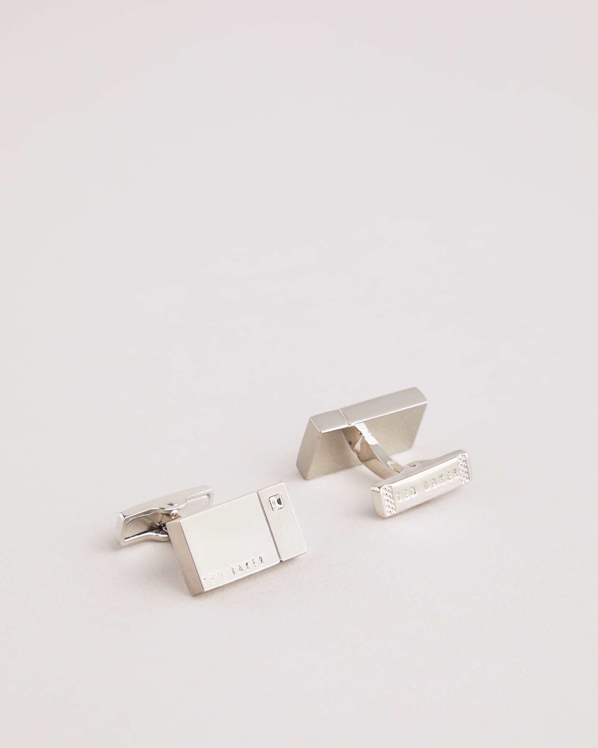 Tablet Corner Crystal Cufflinks Silver-Col