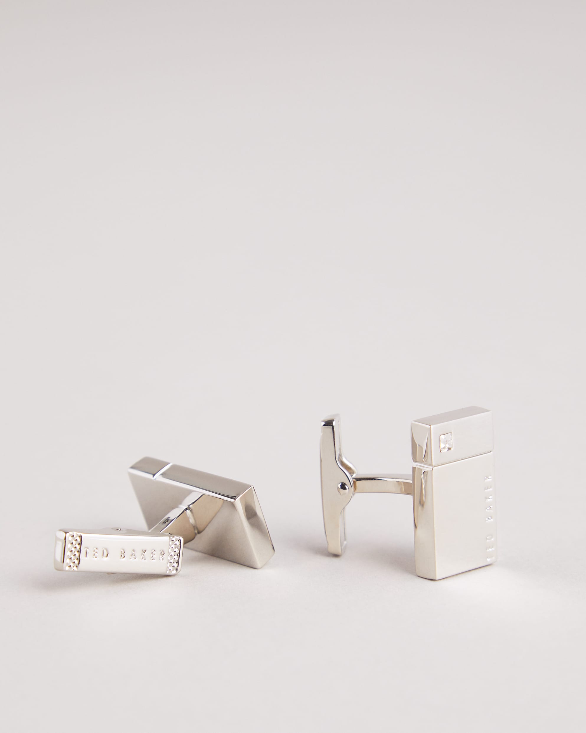Tablet Corner Crystal Cufflinks Silver-Col