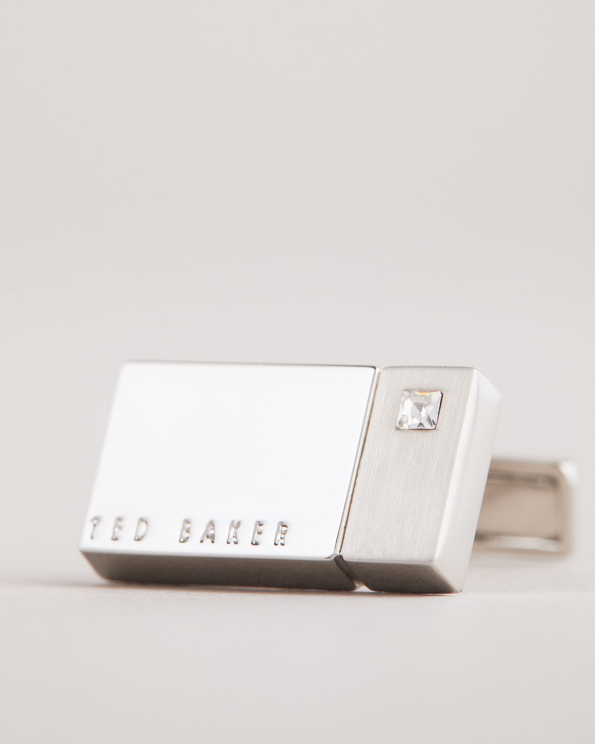 Tablet Corner Crystal Cufflinks Silver-Col
