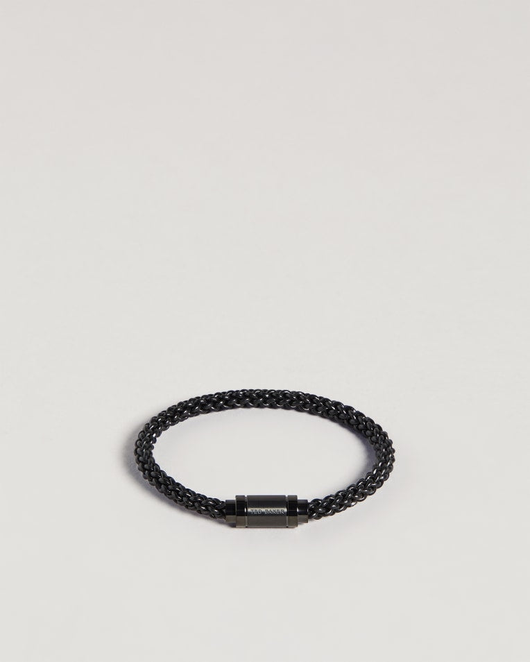 Duran Leather Woven Bracelet Black
