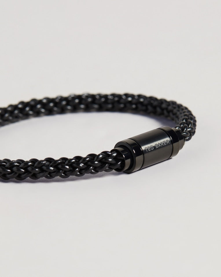 Duran Leather Woven Bracelet Black