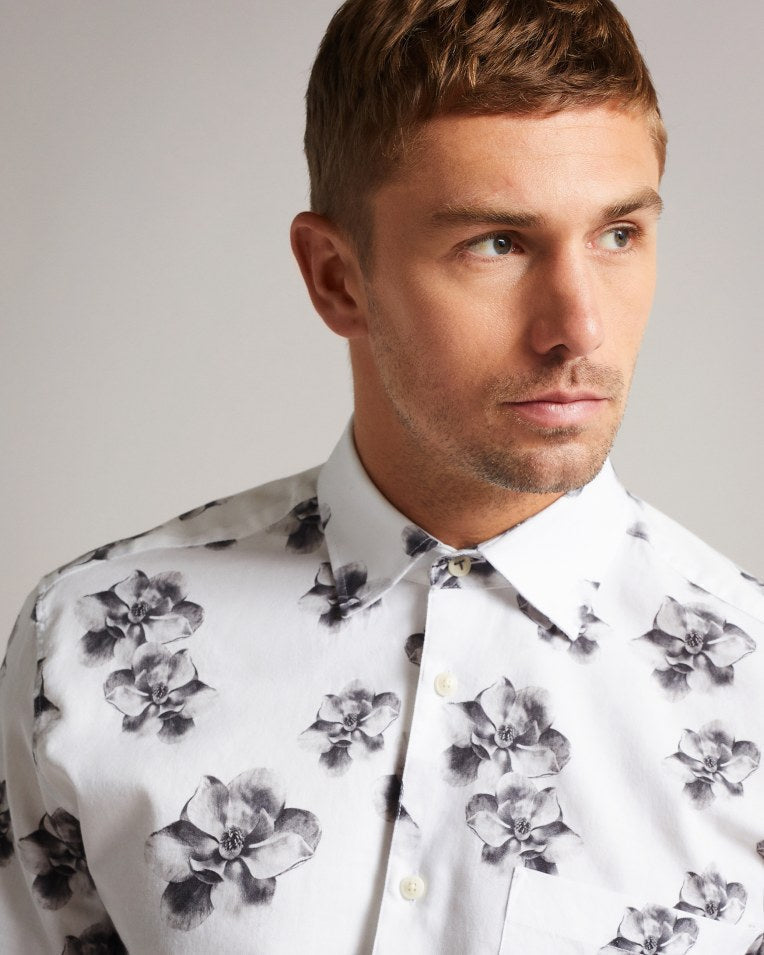 Milhill Ls Photographic Magnolia Print Shirt White