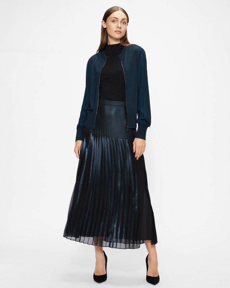 Imma Printed Woven Back Cardigan Dk-Navy