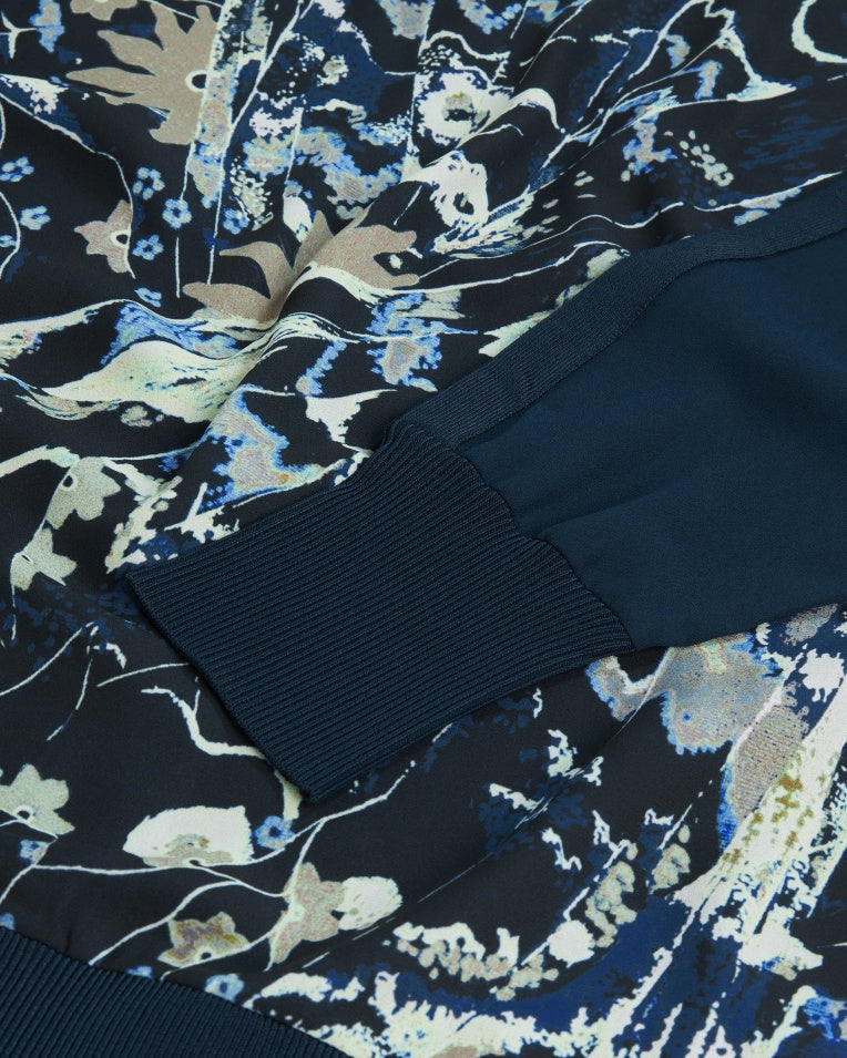 Imma Printed Woven Back Cardigan Dk-Navy