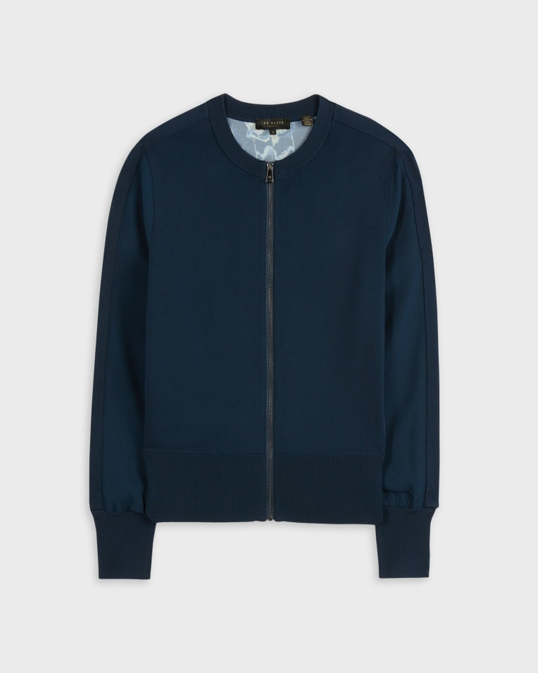 Imma Printed Woven Back Cardigan Dk-Navy