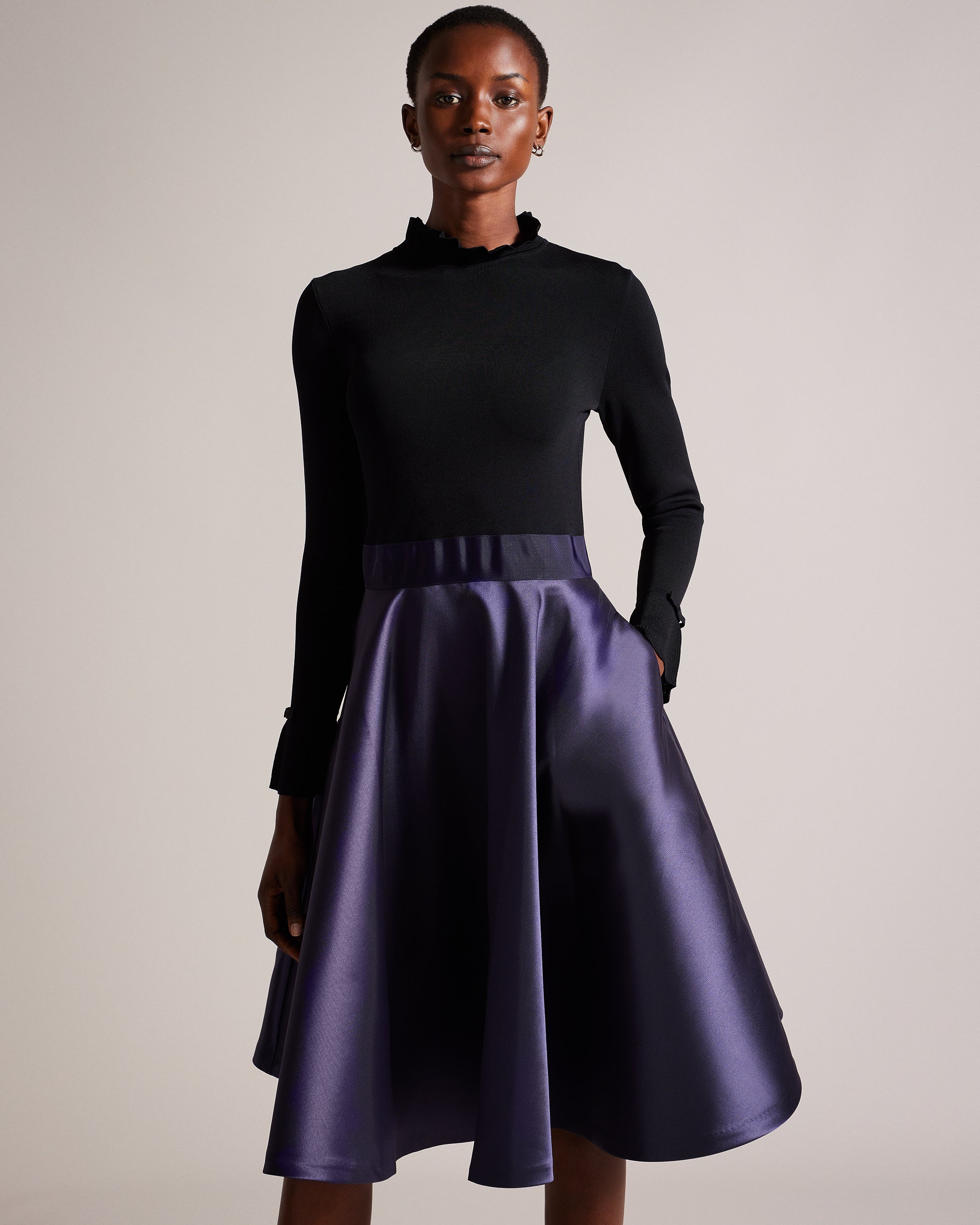 Zadi Knitted Frill Full Skirt Dress