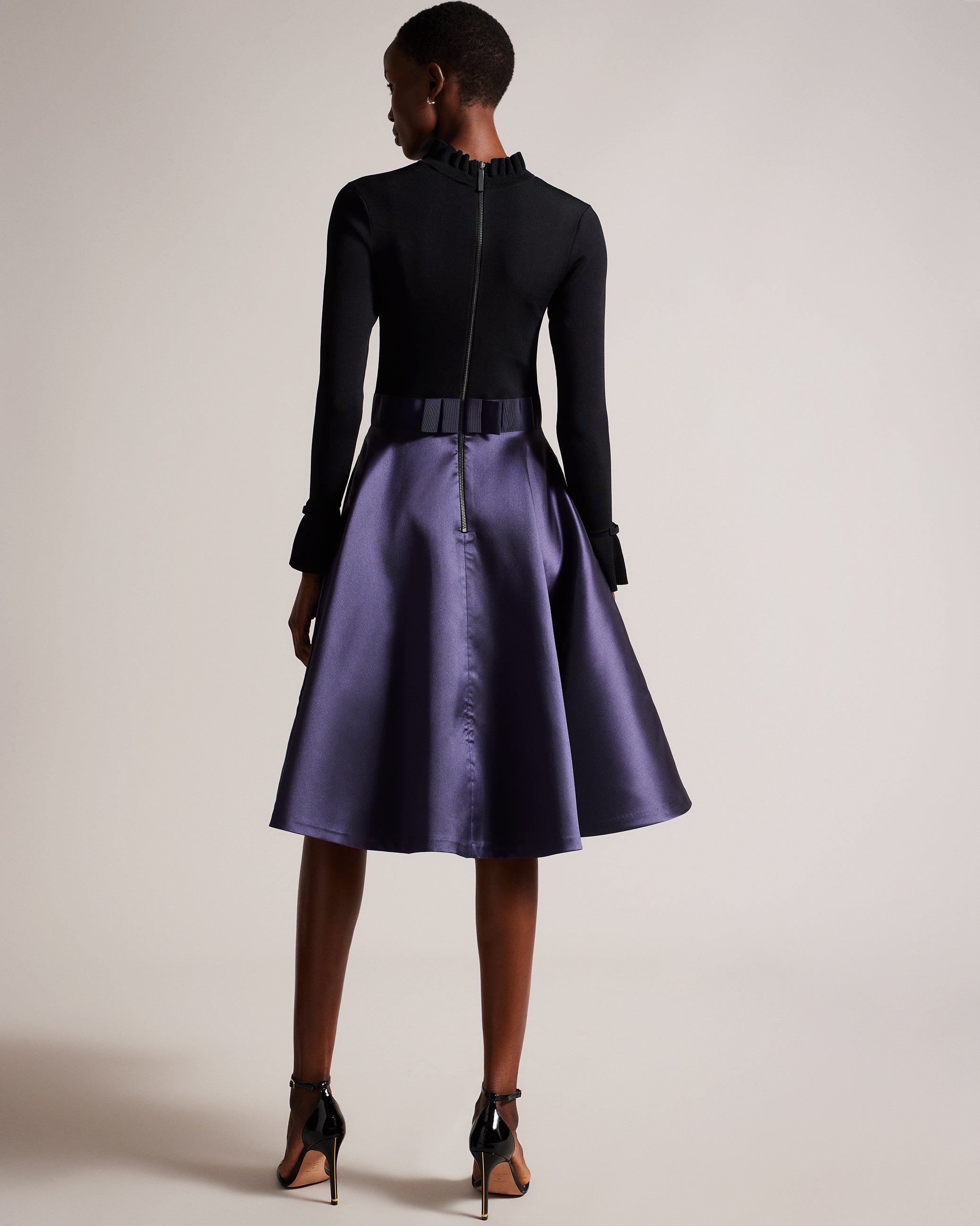 Zadi Knitted Frill Full Skirt Dress