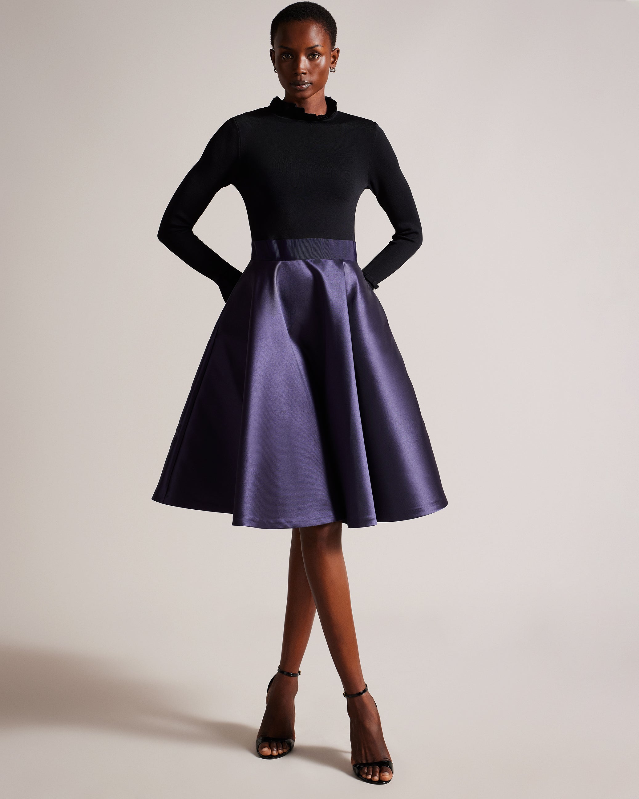 Zadi Knitted Frill Full Skirt Dress
