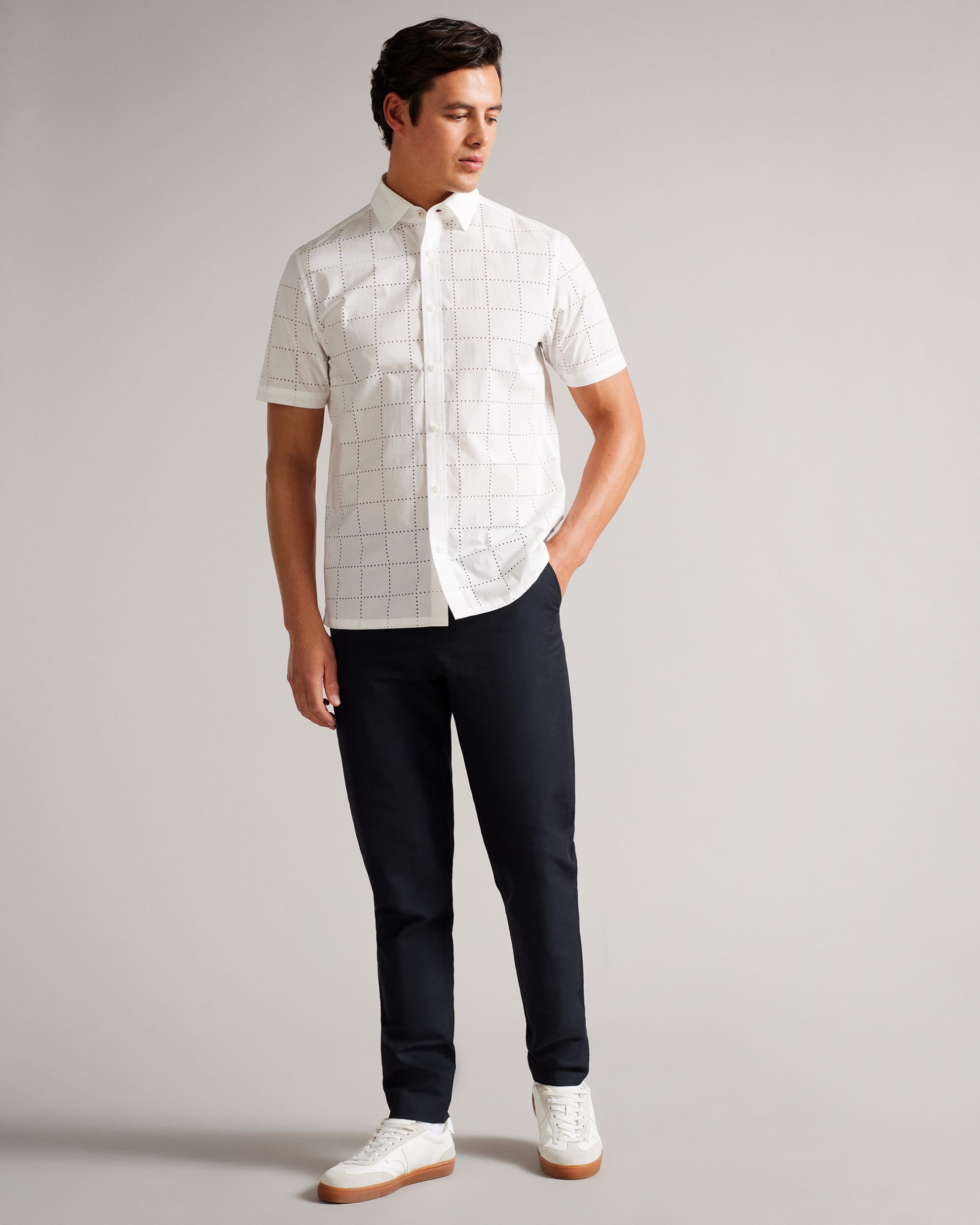 Crelly Slim Fit Silk Look Trs Navy