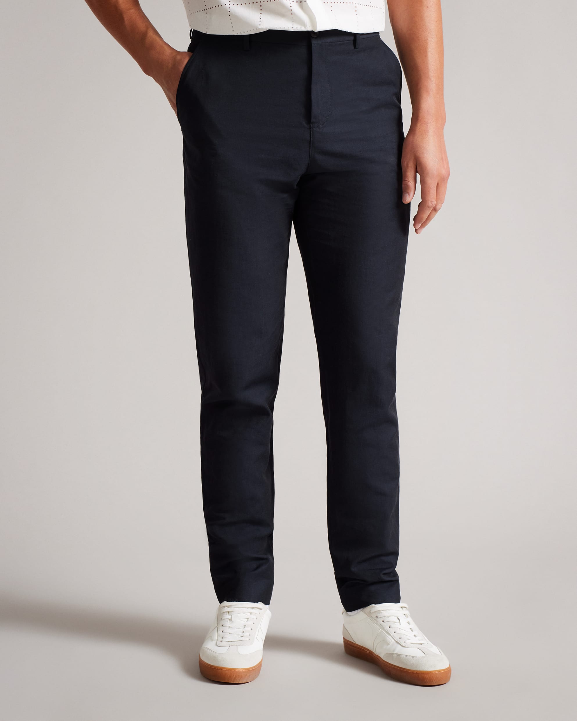Crelly Slim Fit Silk Look Trs Navy