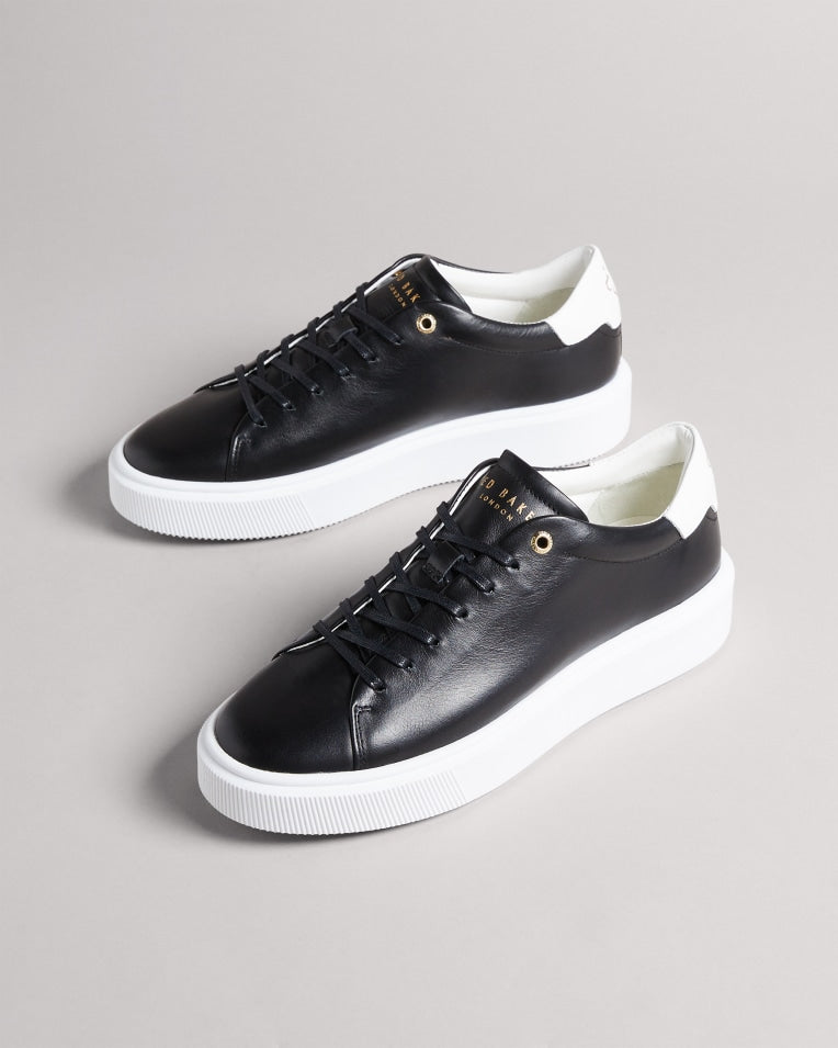 Lornea Magnolia Flower Platform Trainers Shoes Black