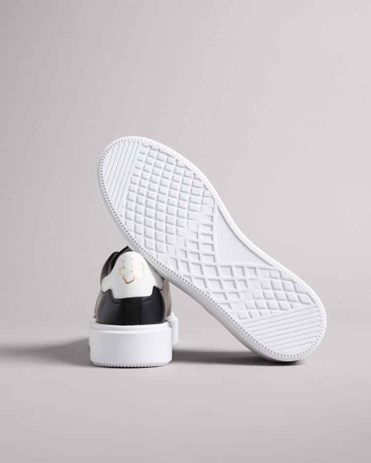 Lornea Magnolia Flower Platform Trainers Shoes Black