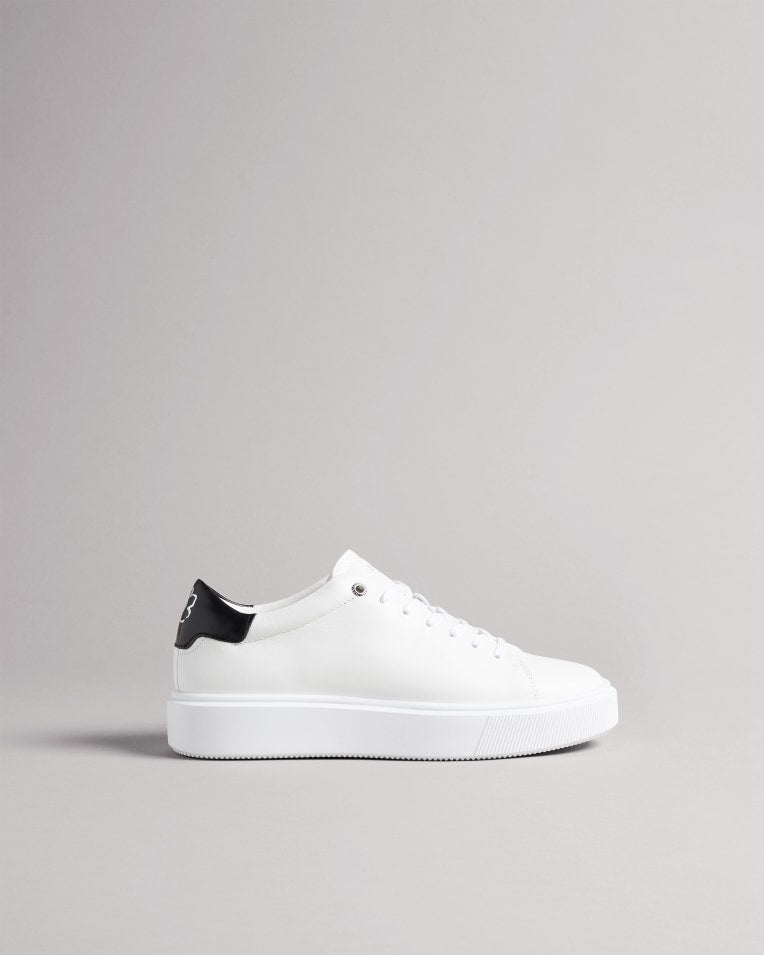 Lornea Magnolia Flower Platform Trainers Shoes White-Blk
