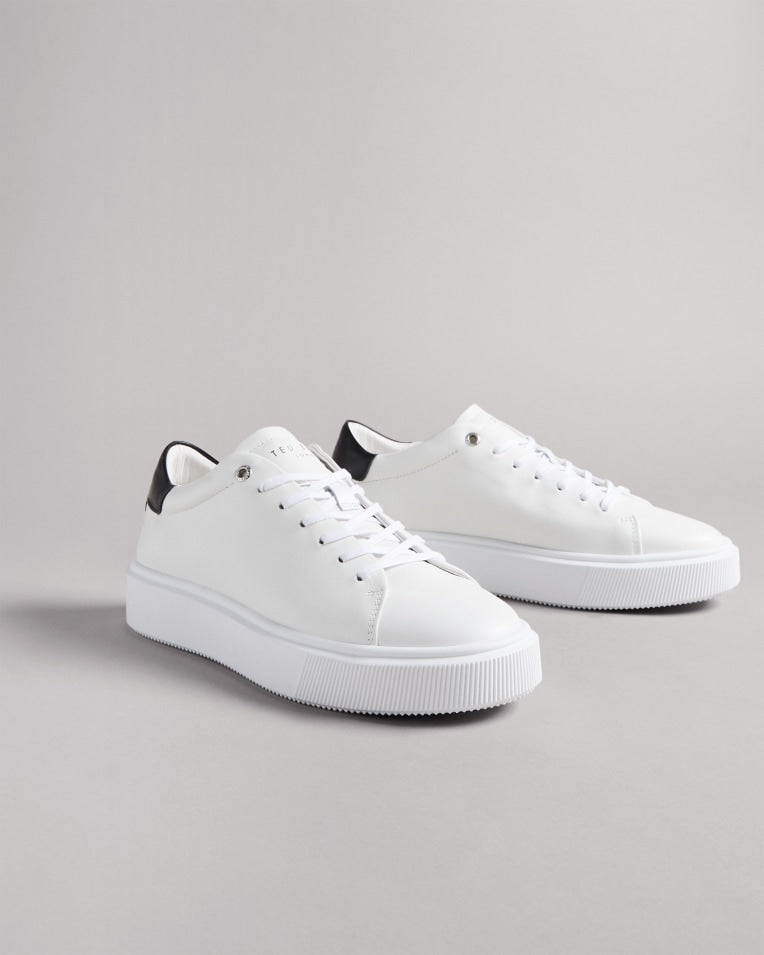 Lornea Magnolia Flower Platform Trainers Shoes White-Blk