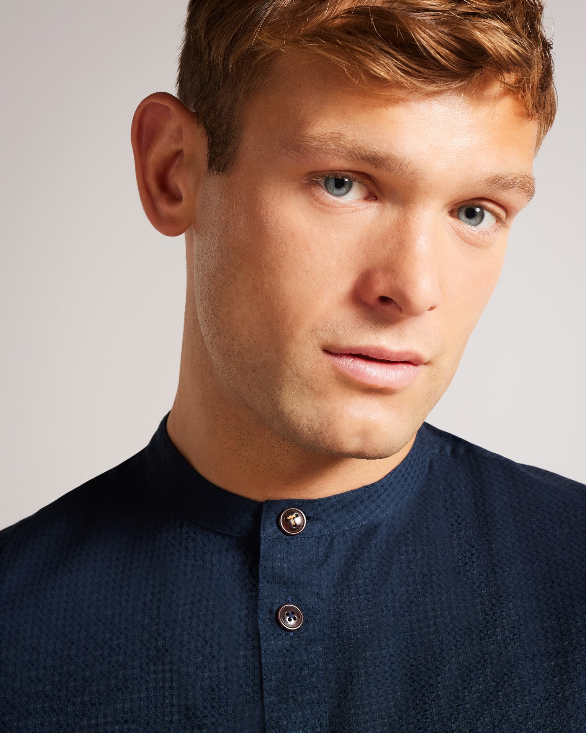 Elga Ls Grandad Shirt Navy