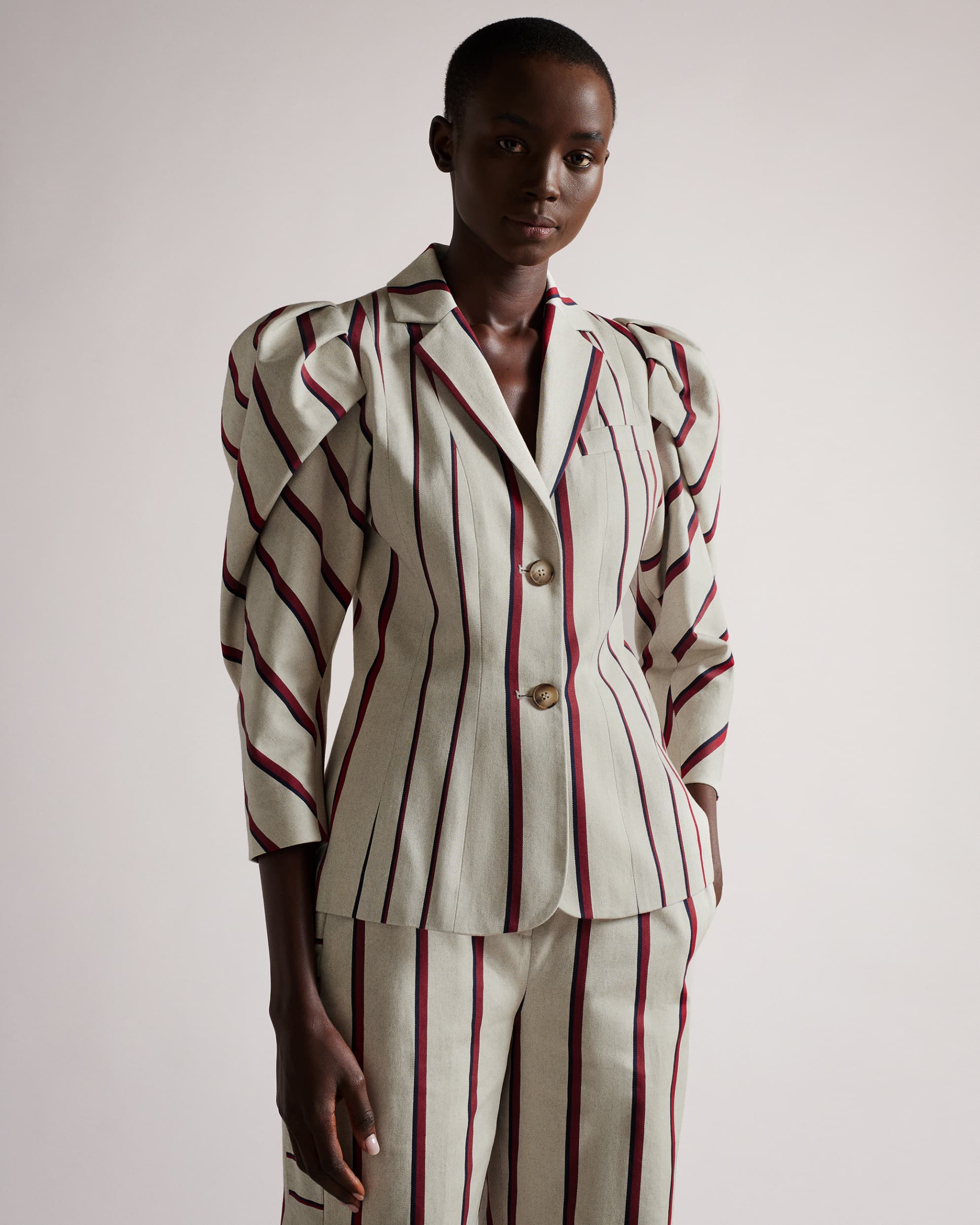 Canela Striped Jacket Natural