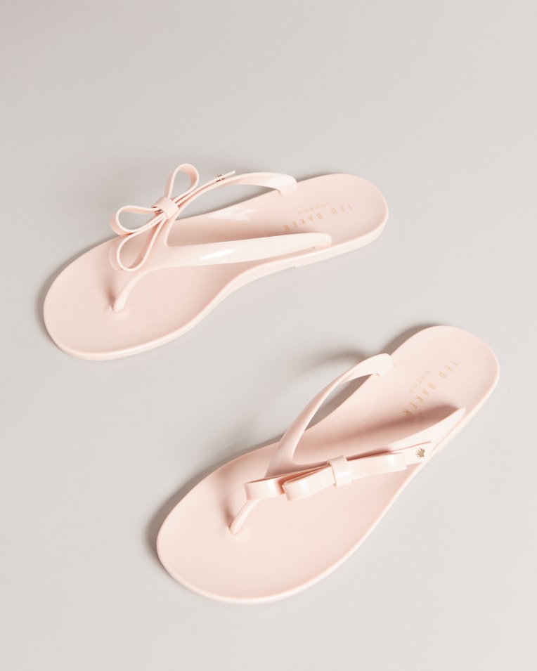Jassey Bow Flip Flops Shoes Dusky-Pink