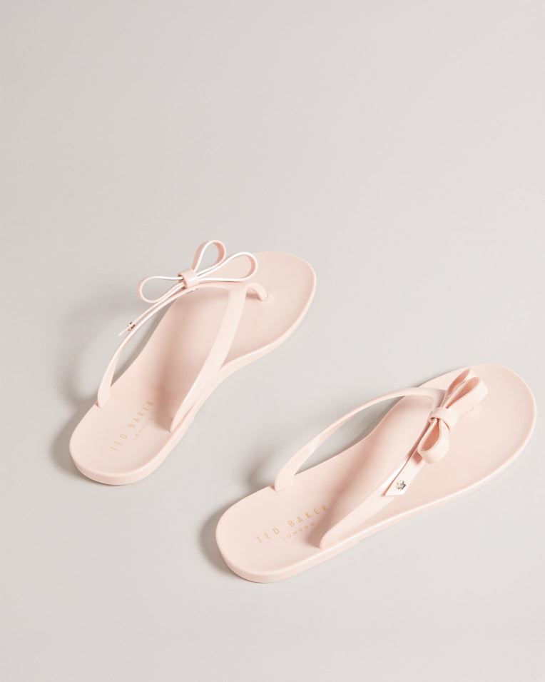 Jassey Bow Flip Flops Shoes Dusky-Pink
