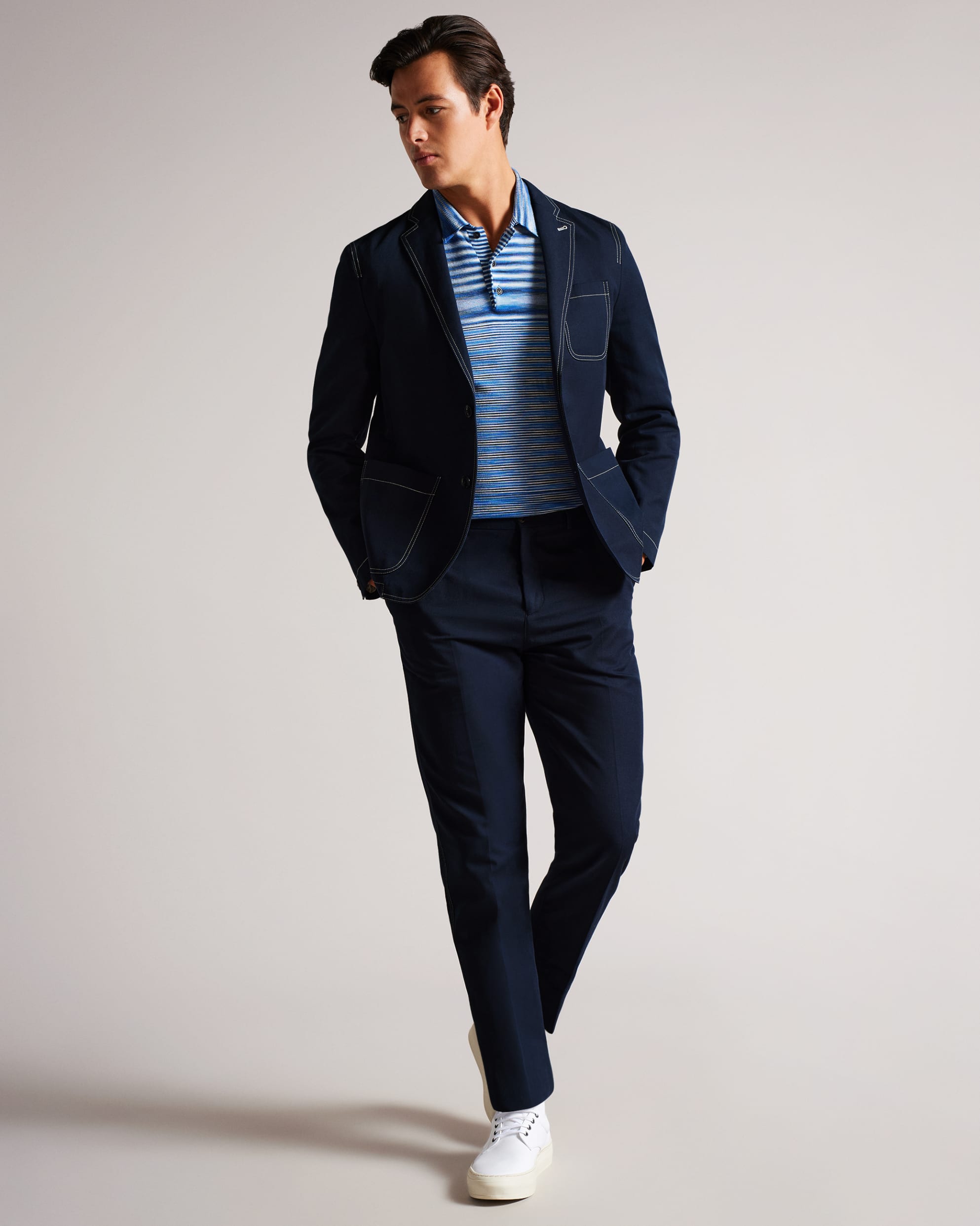 Kilpeck Contrast Stitch Blazer Navy