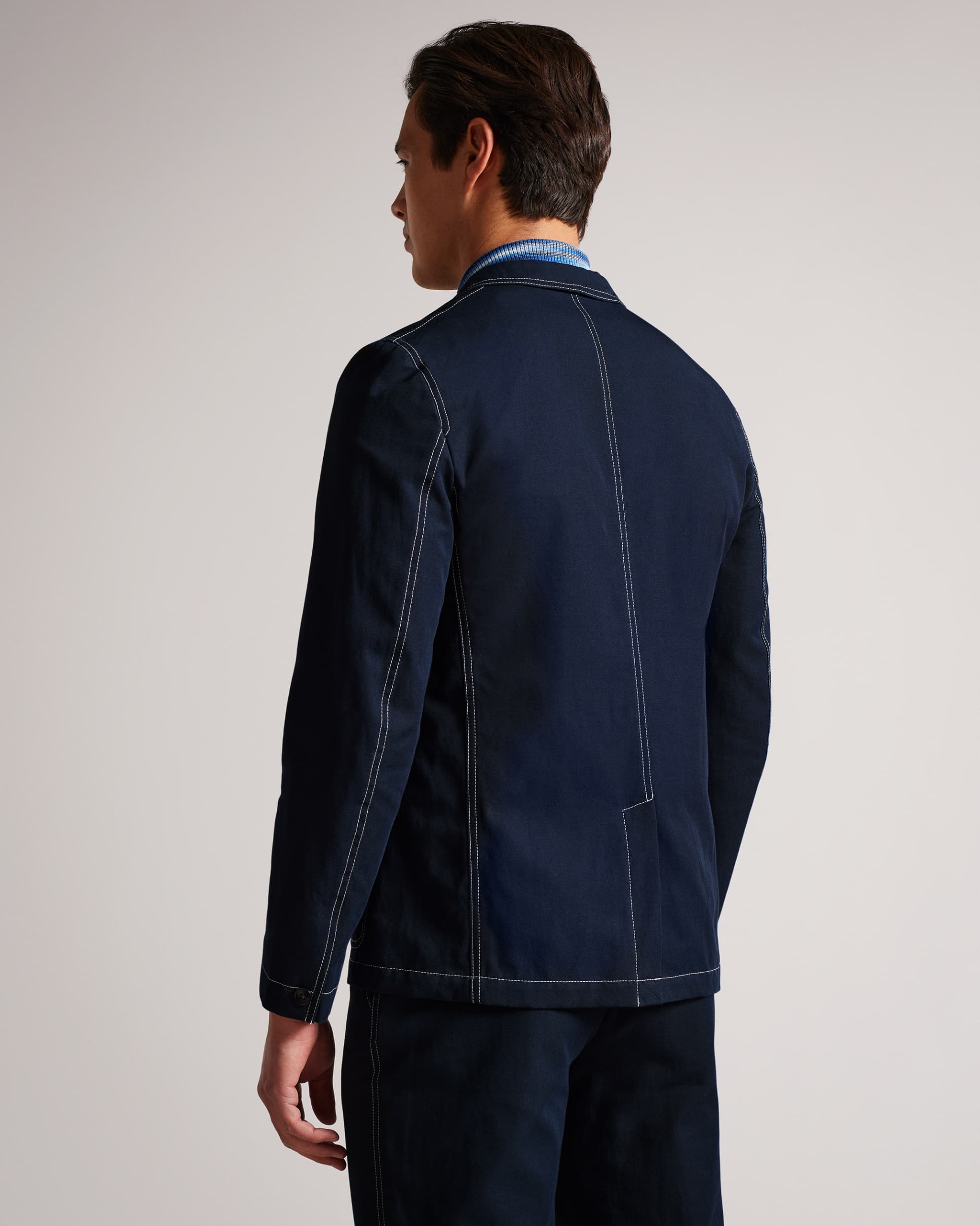Kilpeck Contrast Stitch Blazer Navy