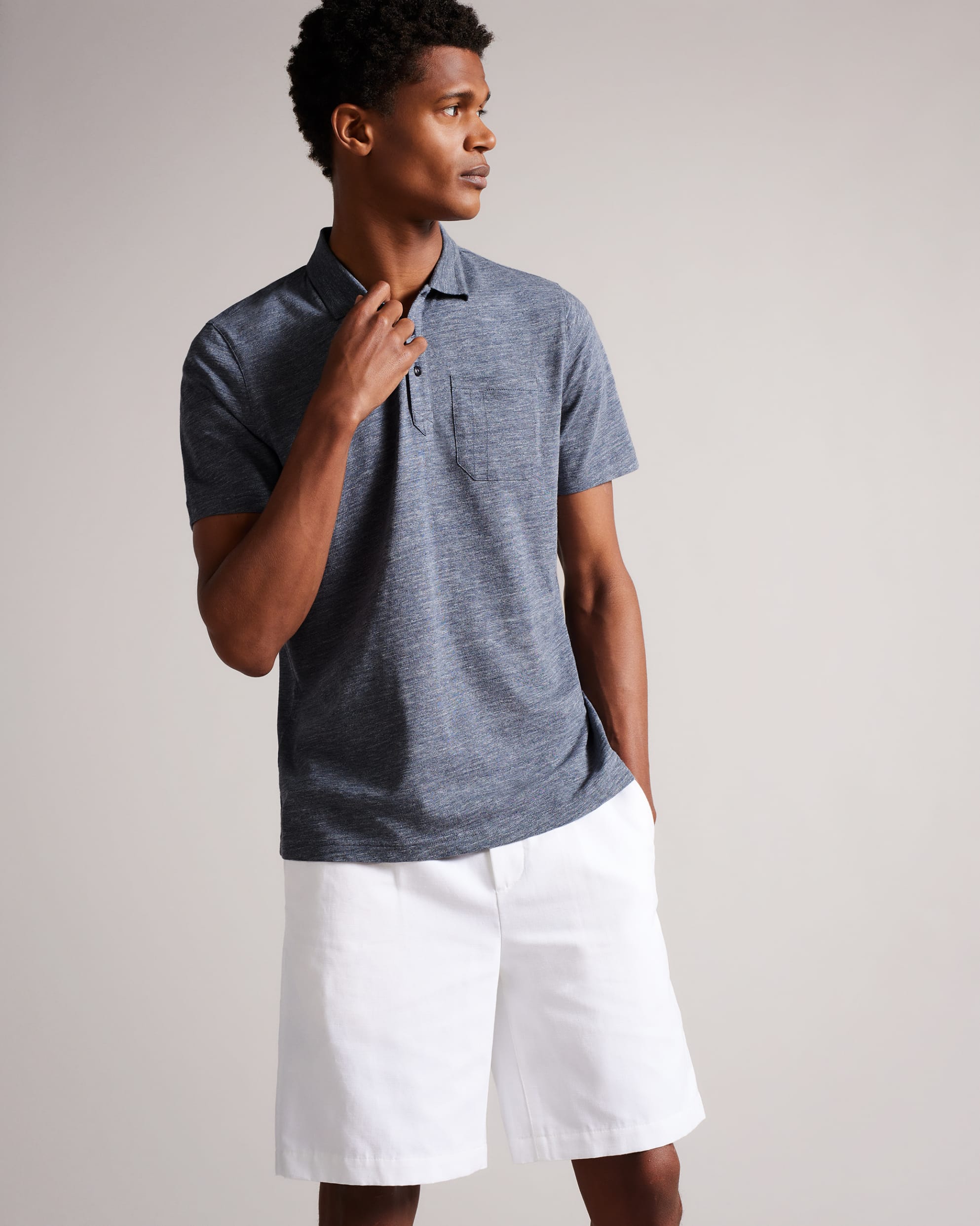 Taviton Ss Polo With Patch Pocket Navy