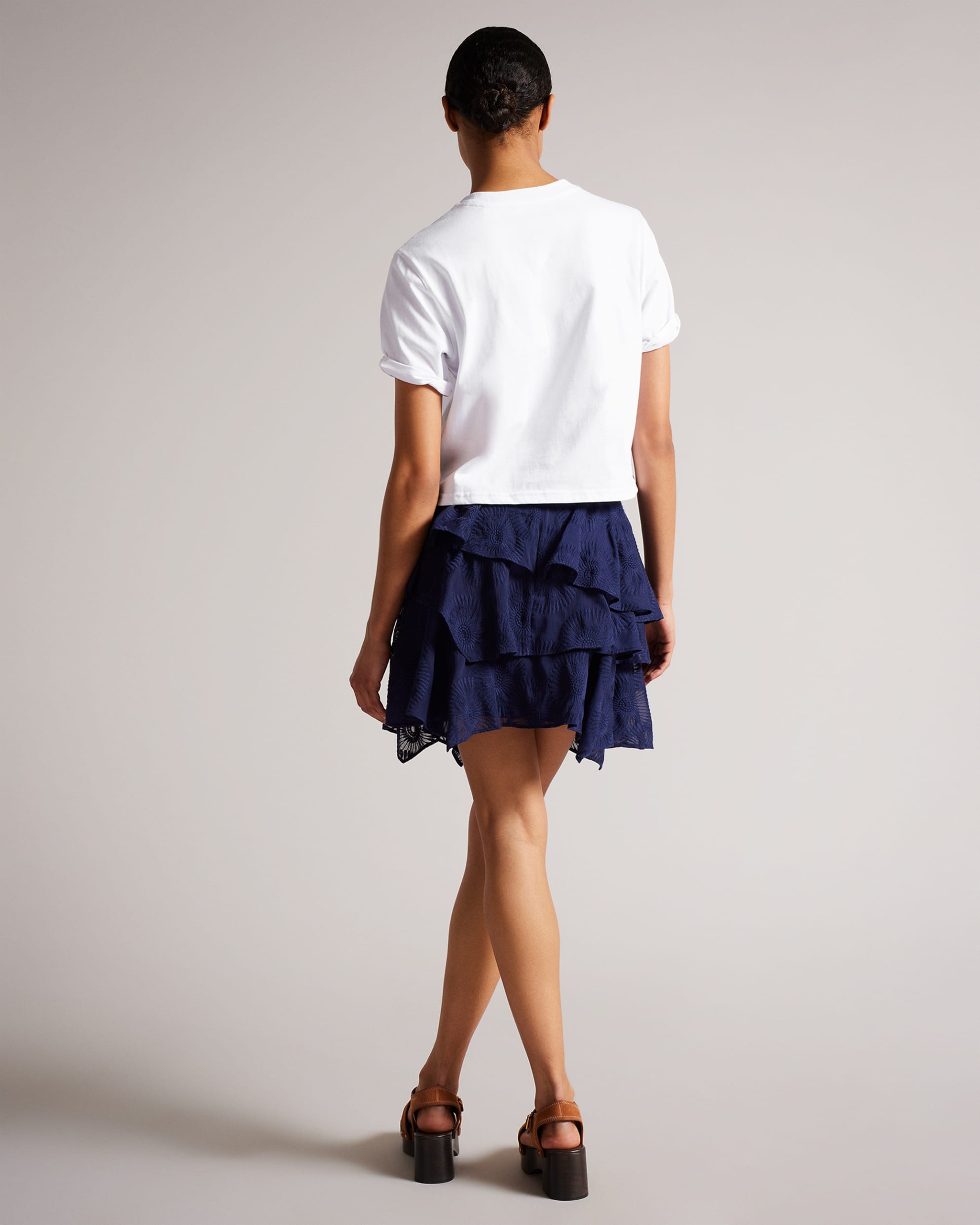 Carmyn Roll Sleeve Tee With Satin Stitch Magnolia