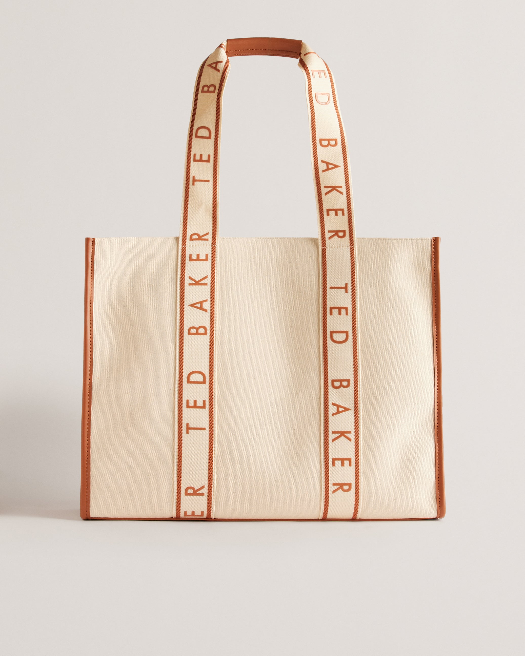 Georjey Branded Webbing Canvas Tote Natural