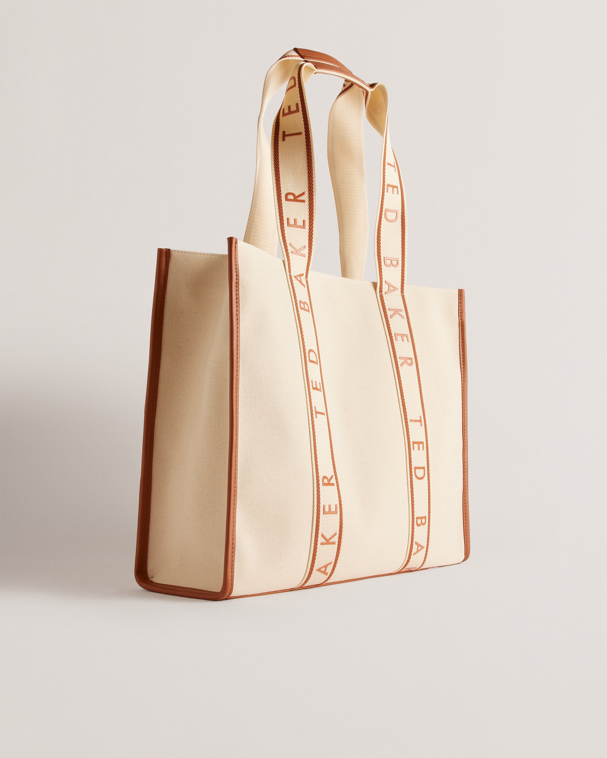 Georjey Branded Webbing Canvas Tote Natural