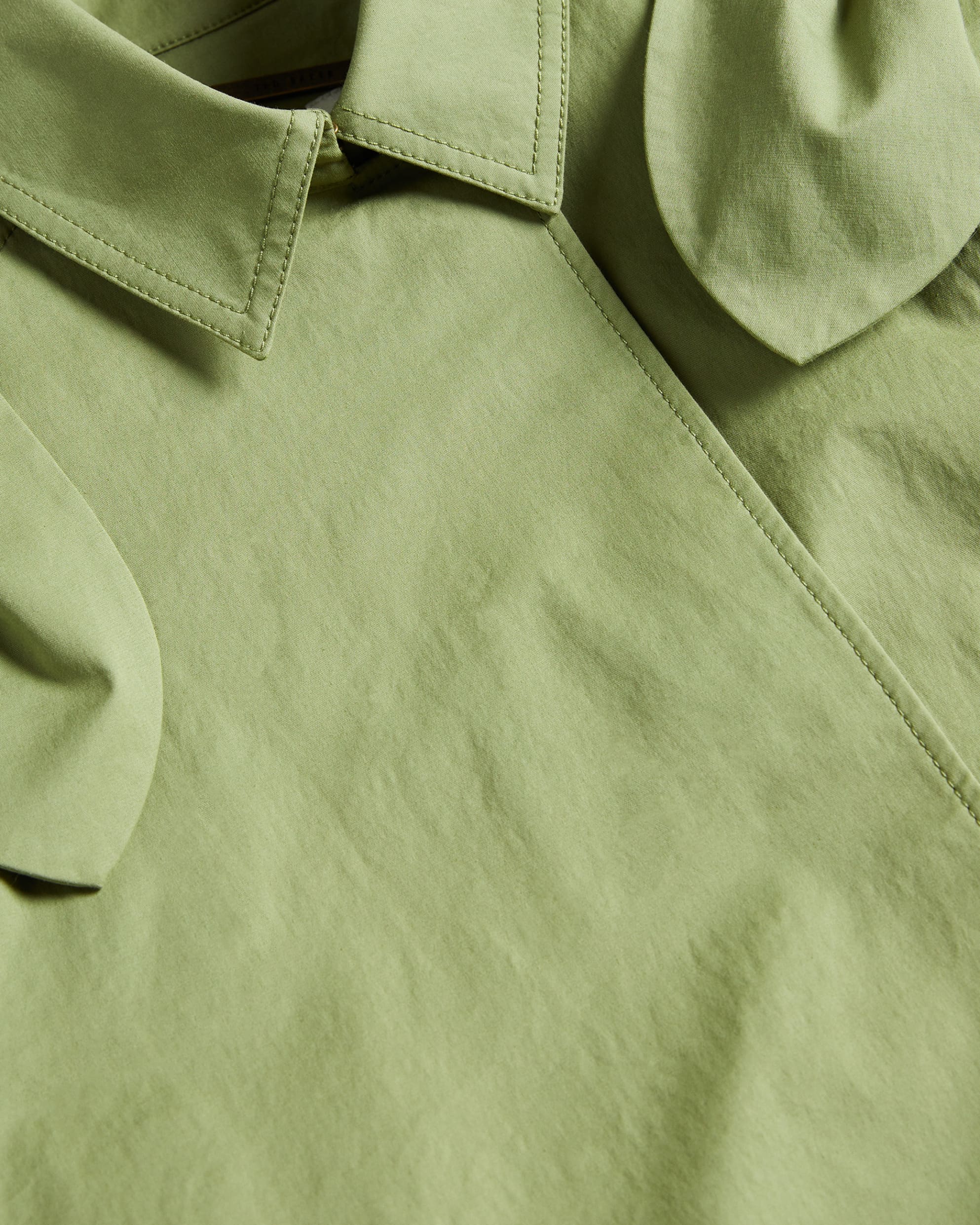 Martna Voluminous Sleeve Trench Coat Mid-Green