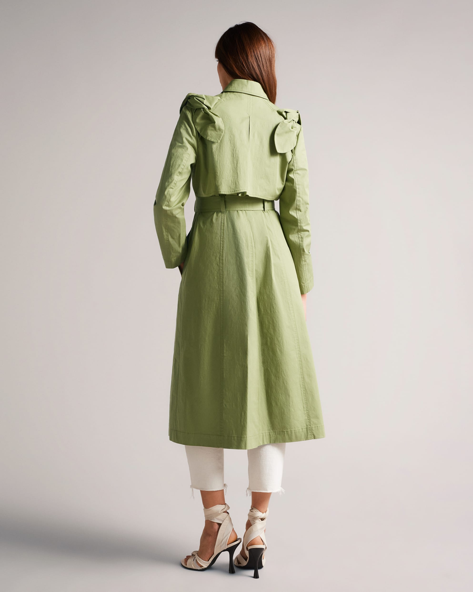 Martna Voluminous Sleeve Trench Coat Mid-Green