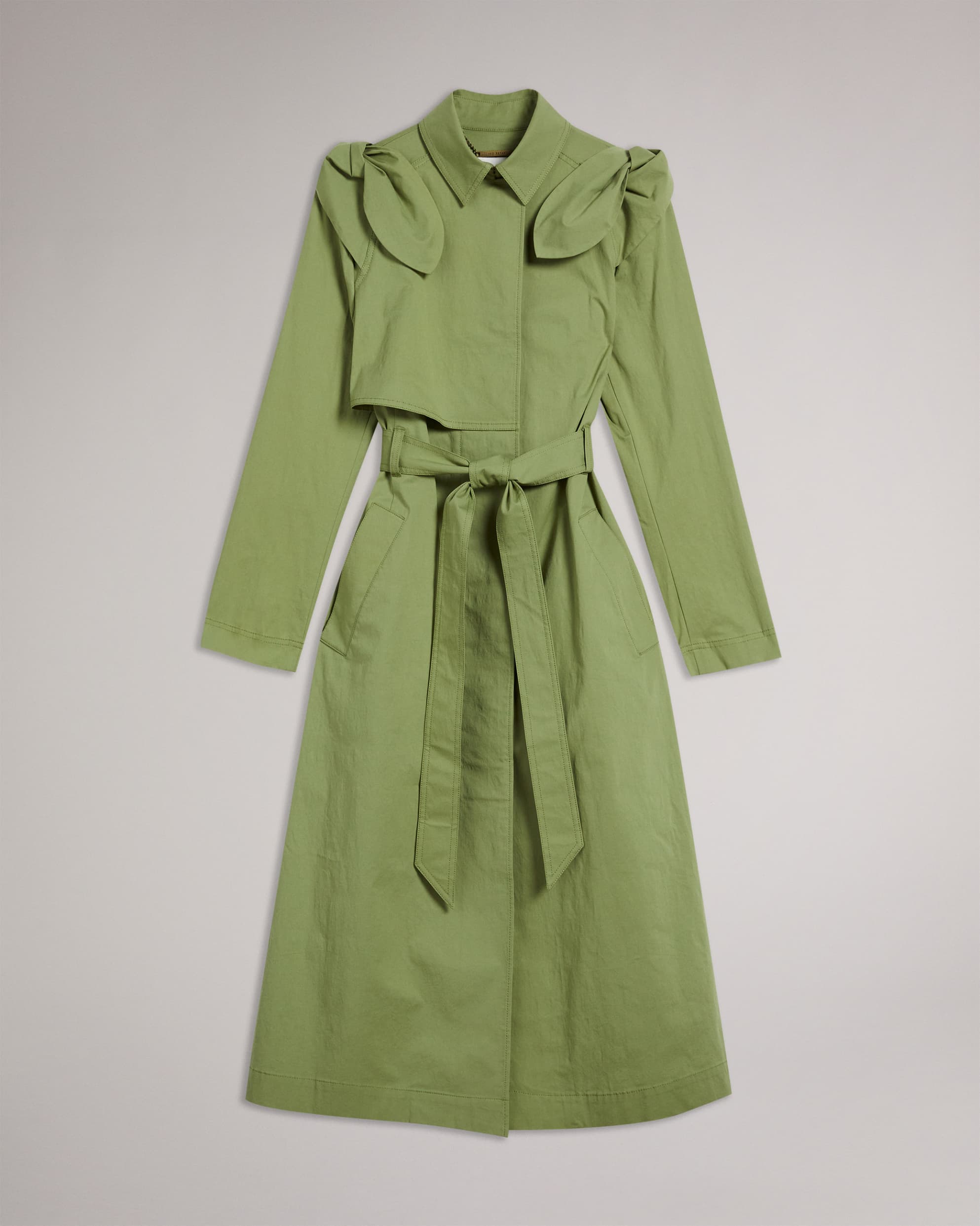 Martna Voluminous Sleeve Trench Coat Mid-Green