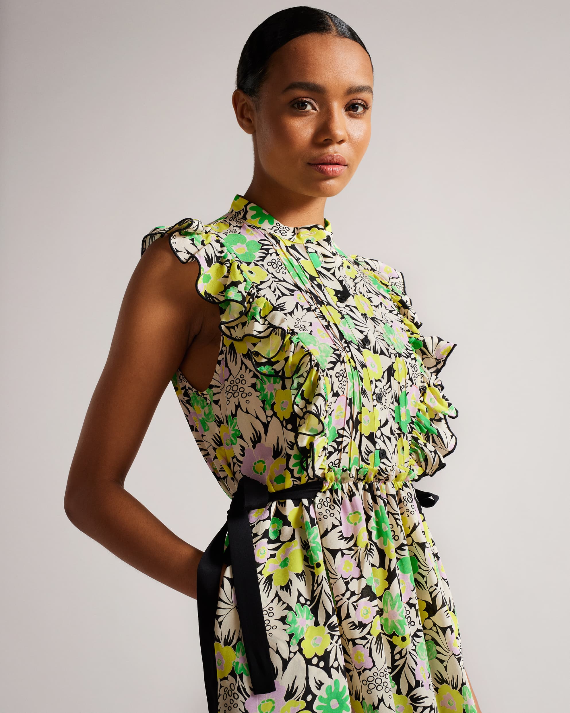 Arnoux Sleeveless Shirt Dress Green