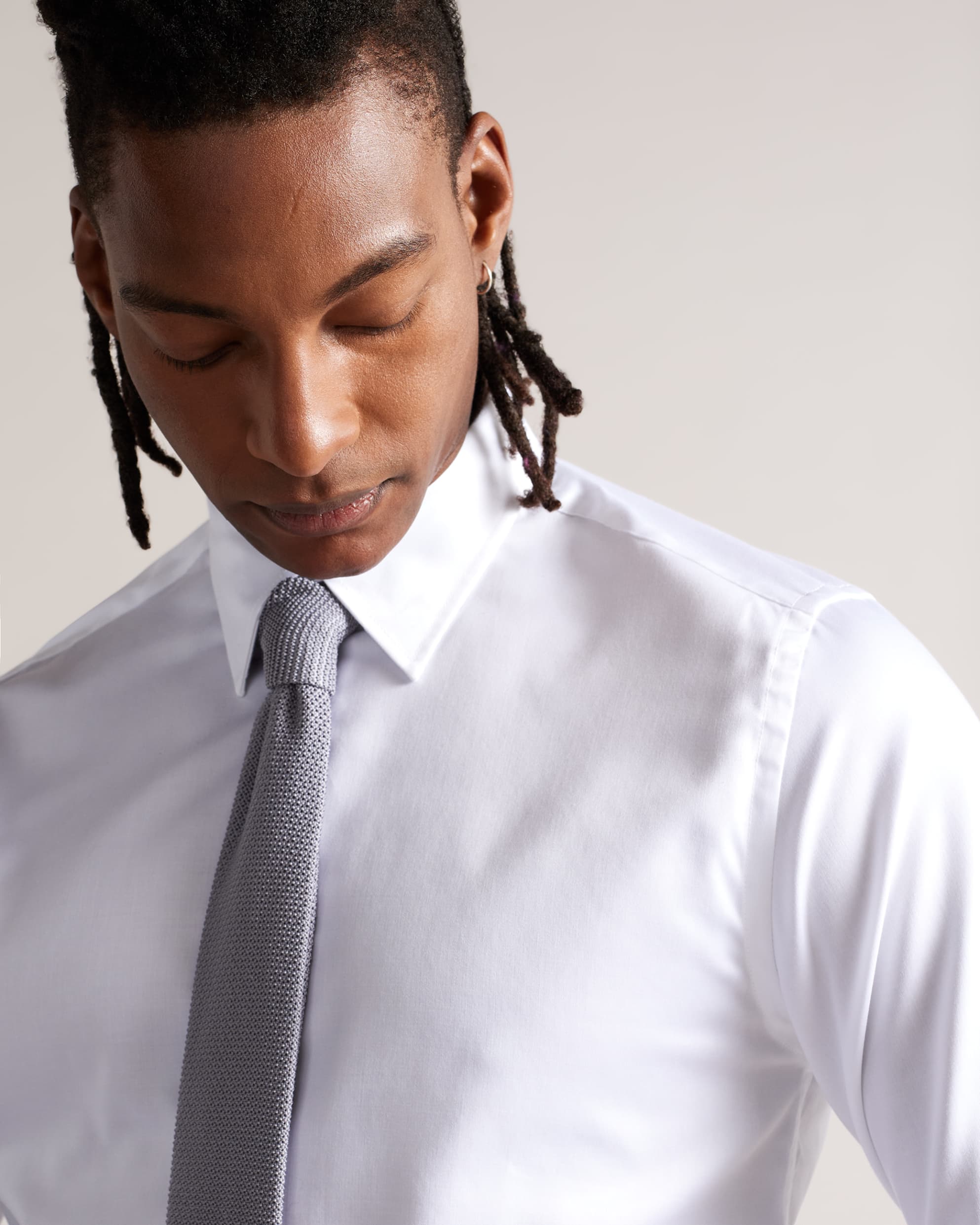 Holmess Long Sleeve Slim Fit Shirt White