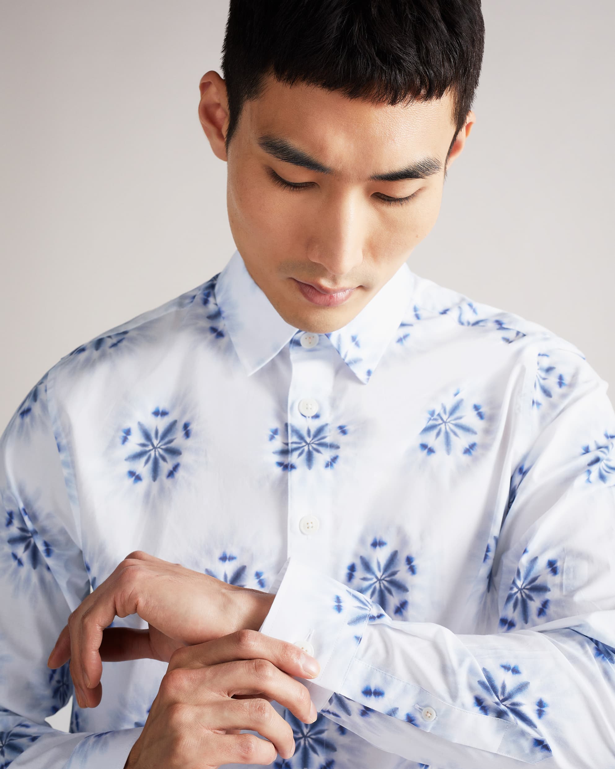 Padlo Ls Floral Printed Shirt White