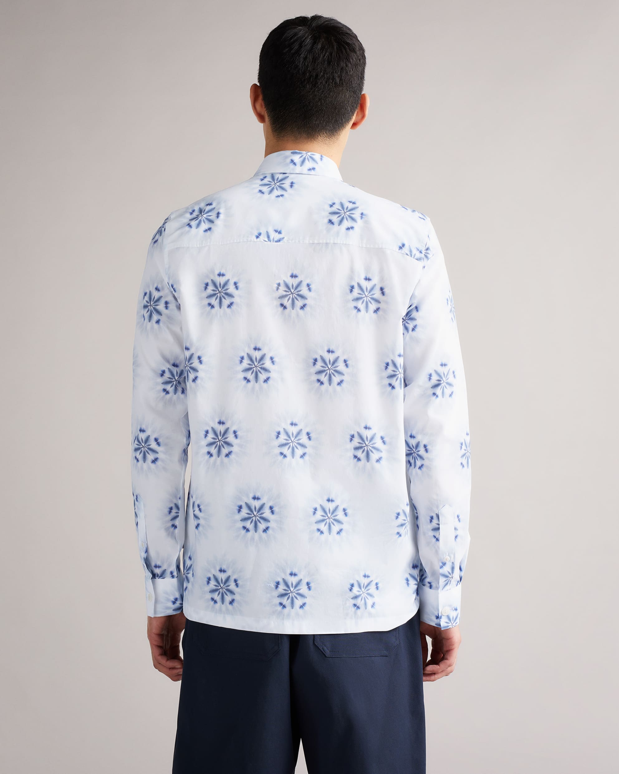 Padlo Ls Floral Printed Shirt White