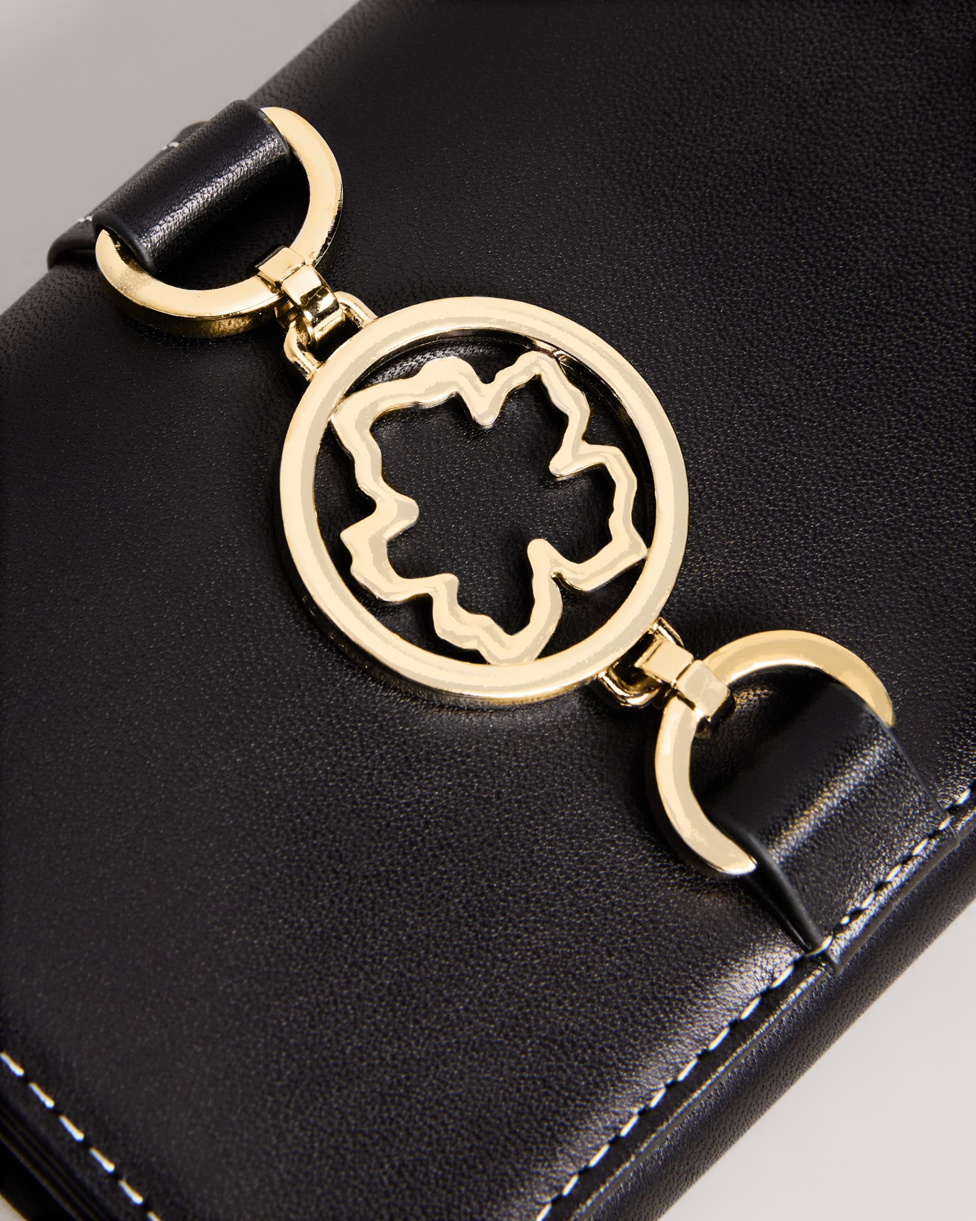 Kensen Magnolia Detail Small Purse Black