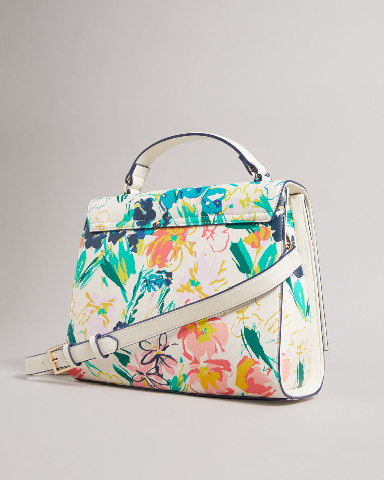 Mellena Magnolia Floral Non Leather Tote White