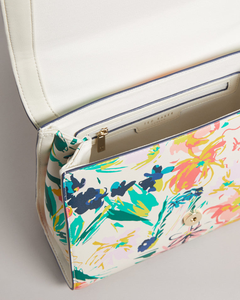 Mellena Magnolia Floral Non Leather Tote White