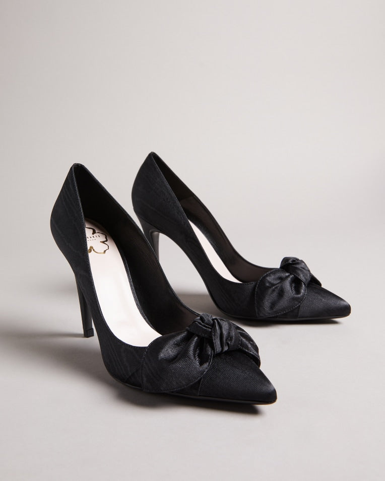 Hyana Moire Satin Bow Court Shoes Black