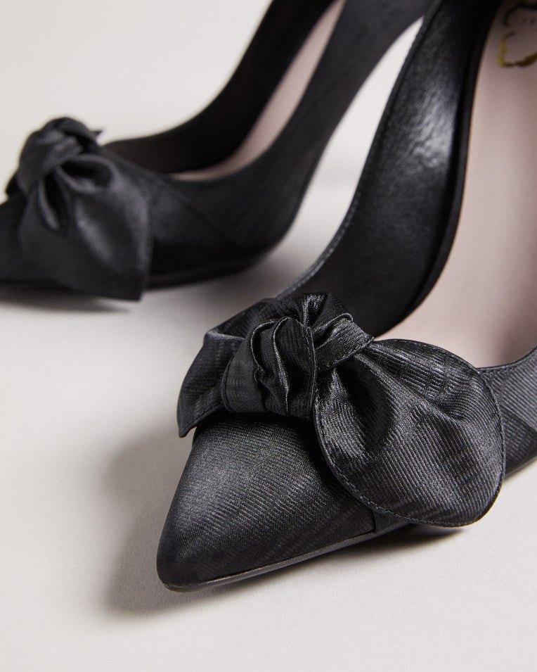 Hyana Moire Satin Bow Court Shoes Black