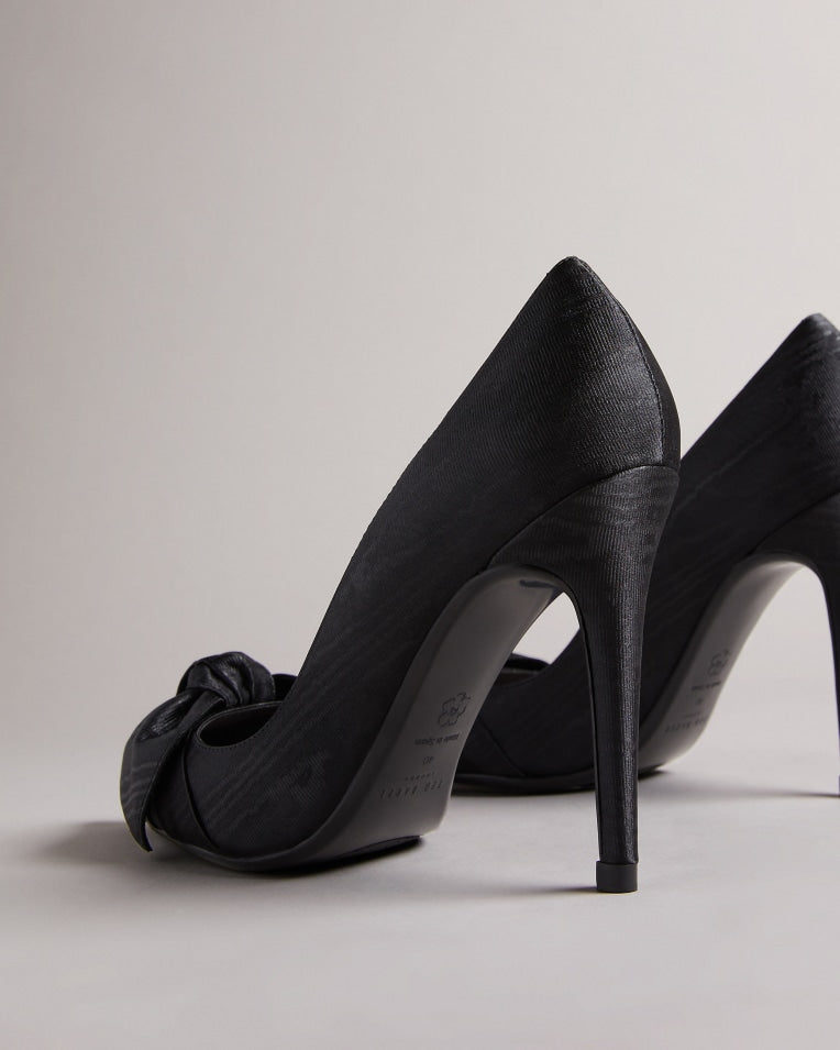 Hyana Moire Satin Bow Court Shoes Black