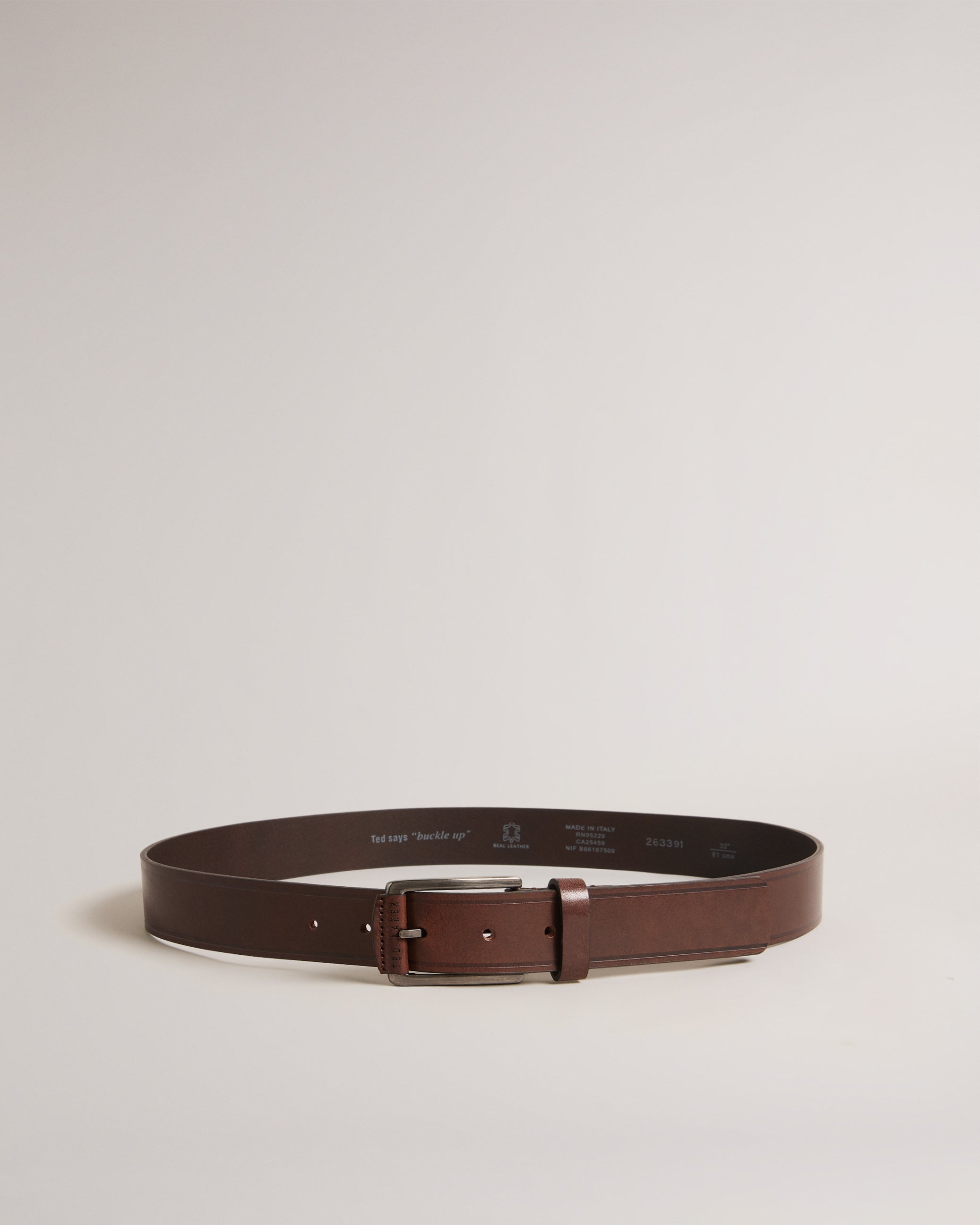 Linded Embossed Leather Belt Brn-Choc