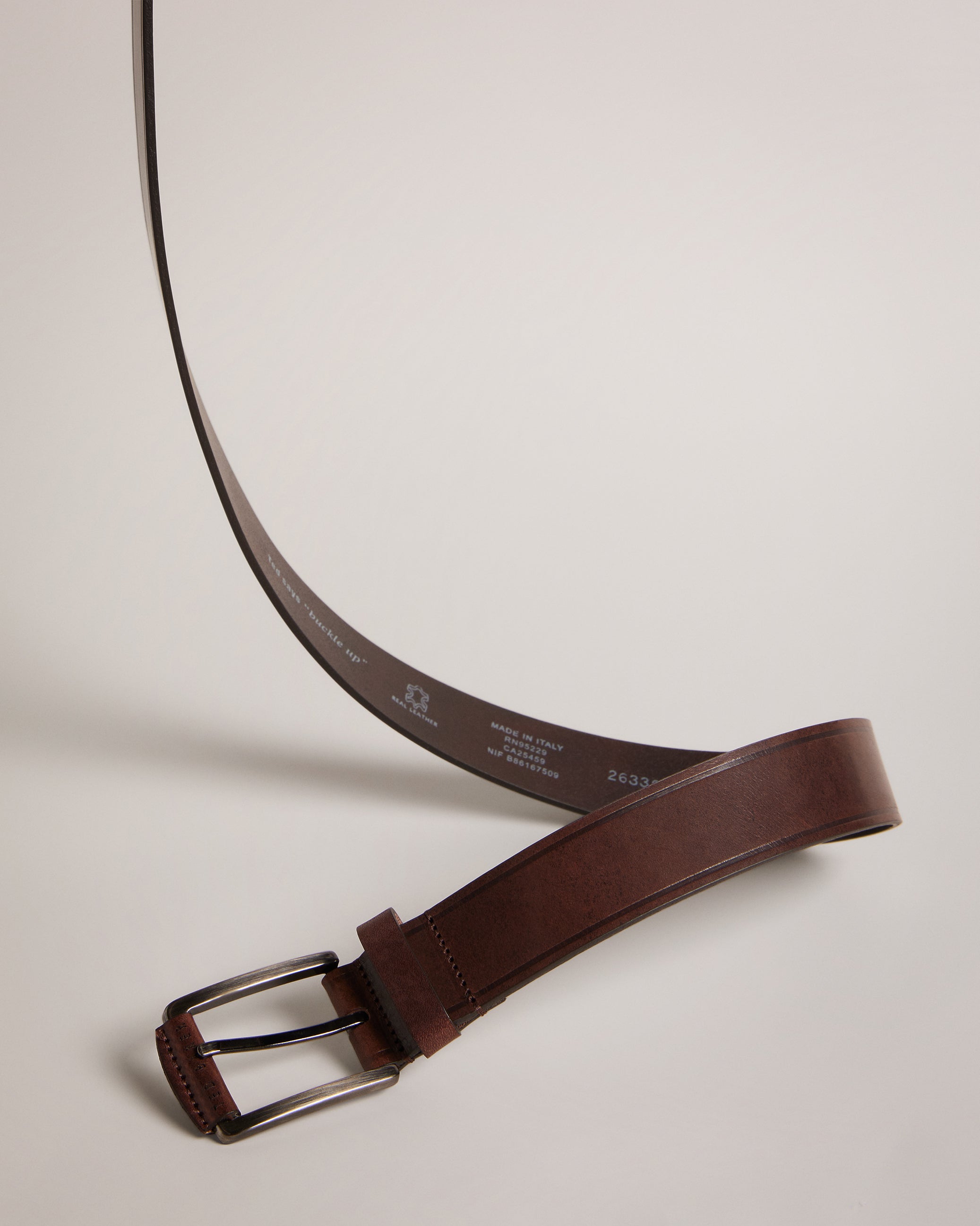 Linded Embossed Leather Belt Brn-Choc