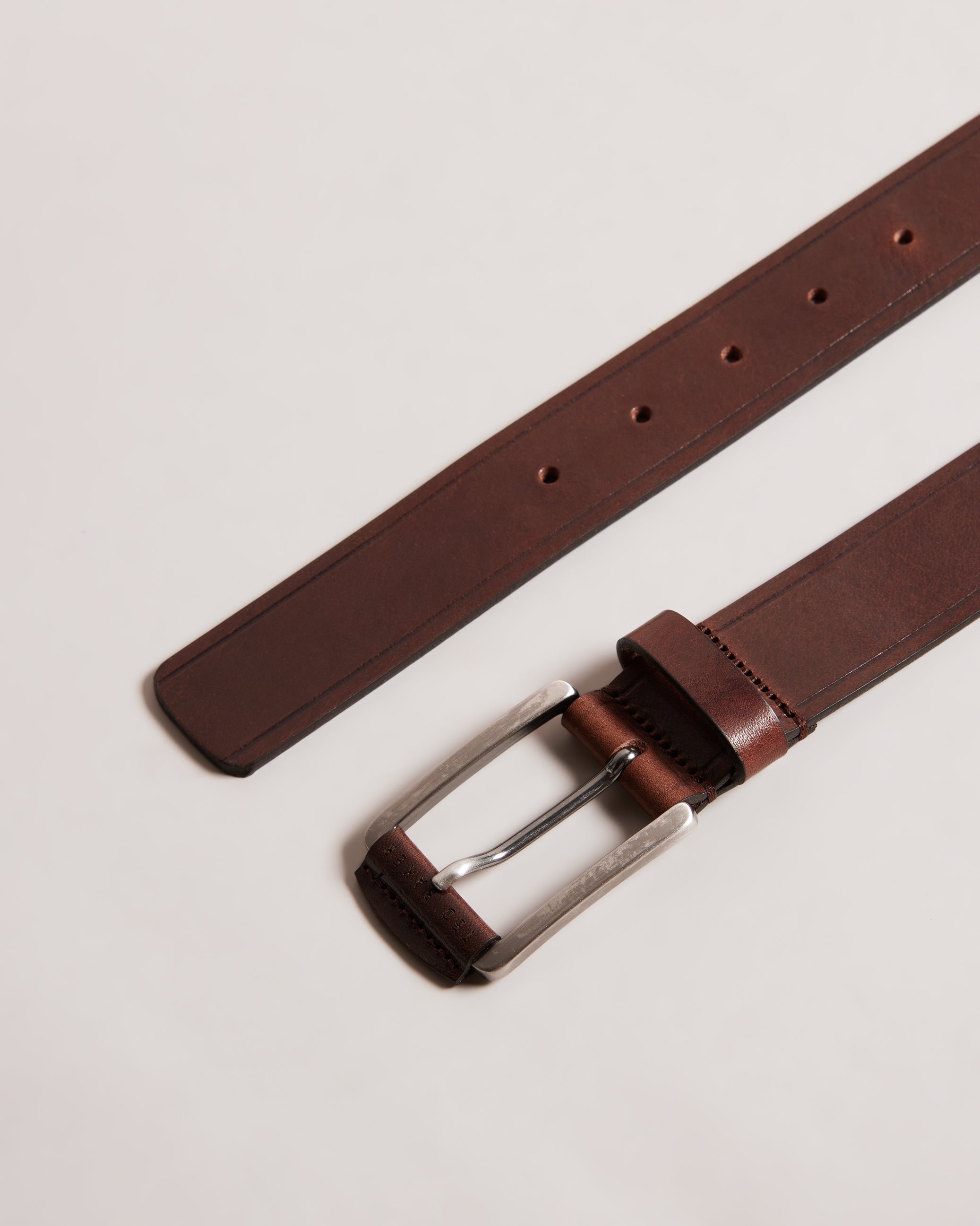Linded Embossed Leather Belt Brown