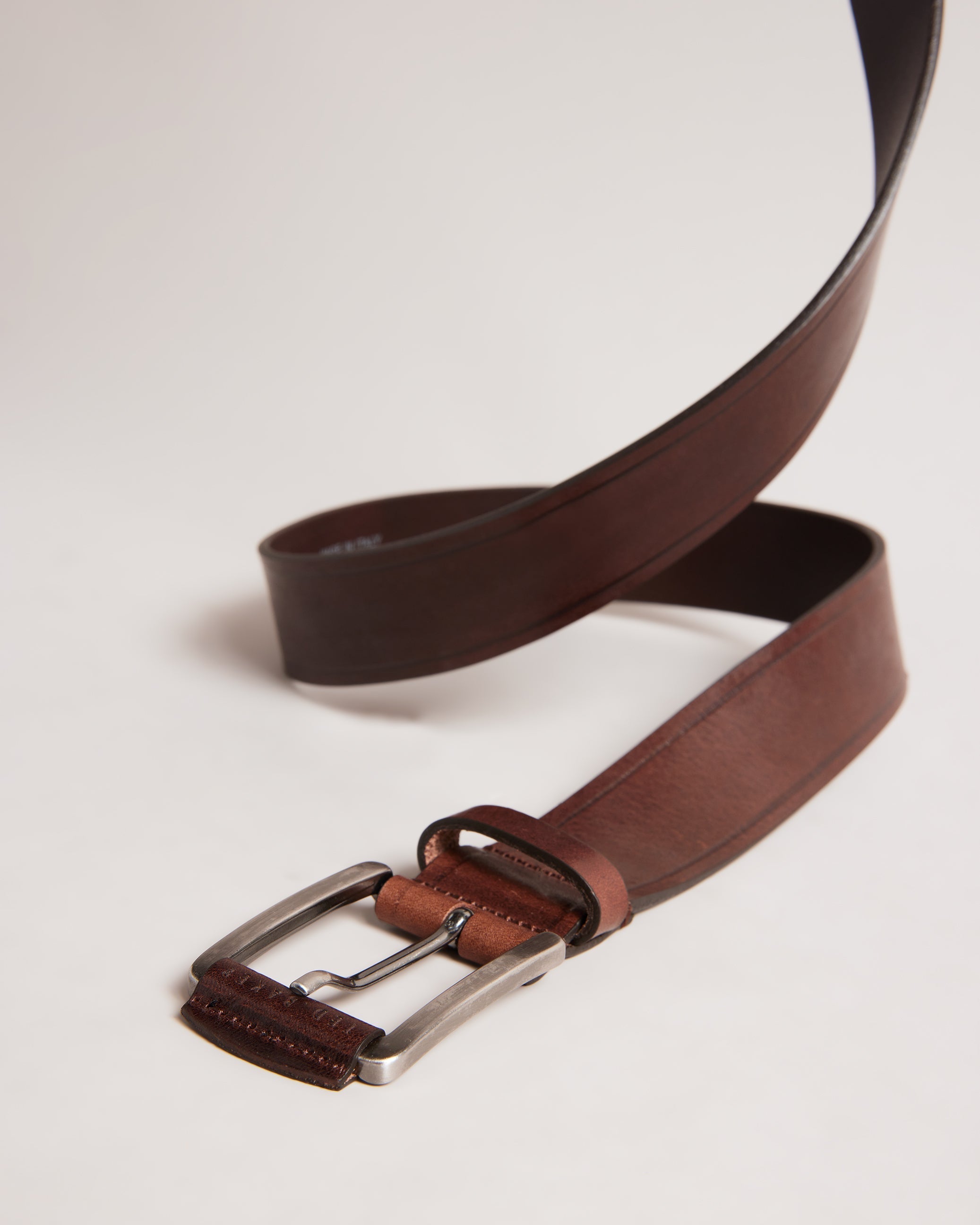 Linded Embossed Leather Belt Brown