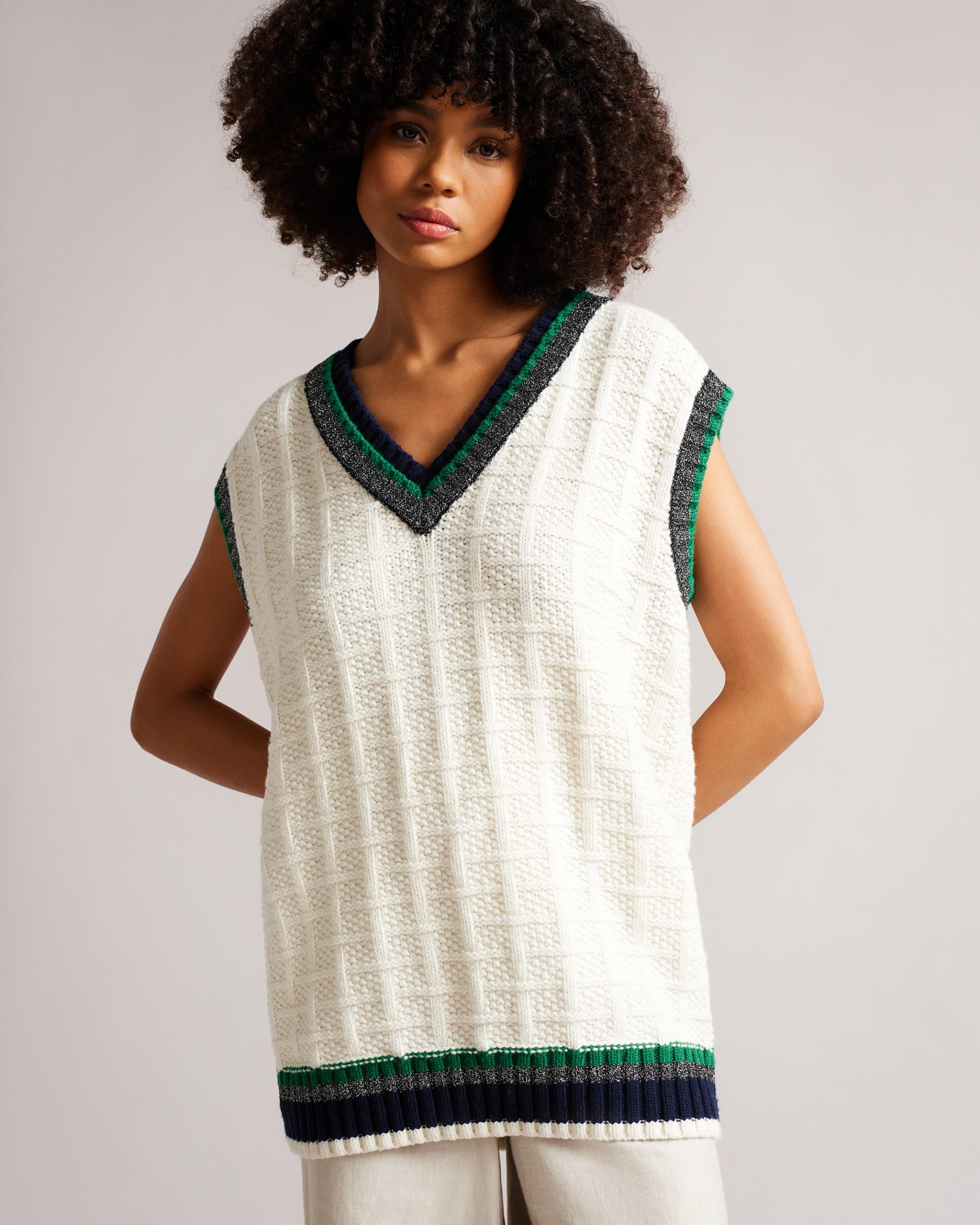 Tomlowe V Neck Knitted Vest White
