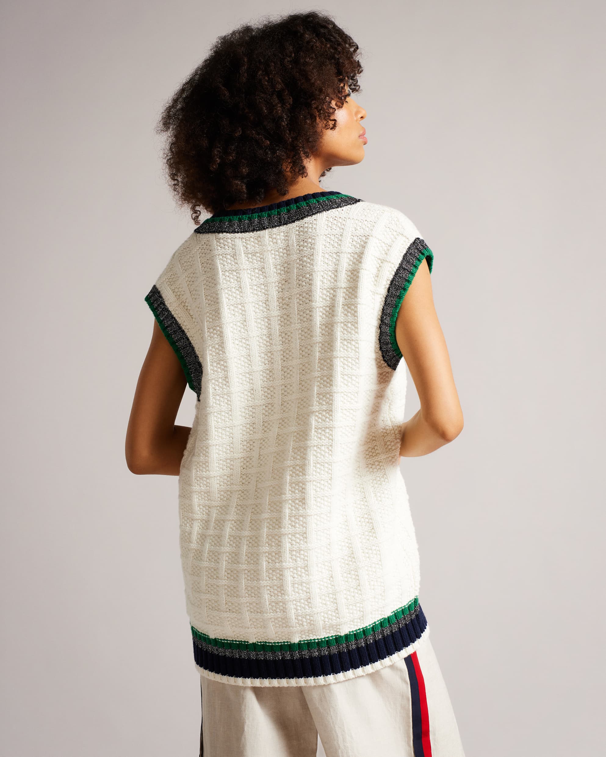 Tomlowe V Neck Knitted Vest White