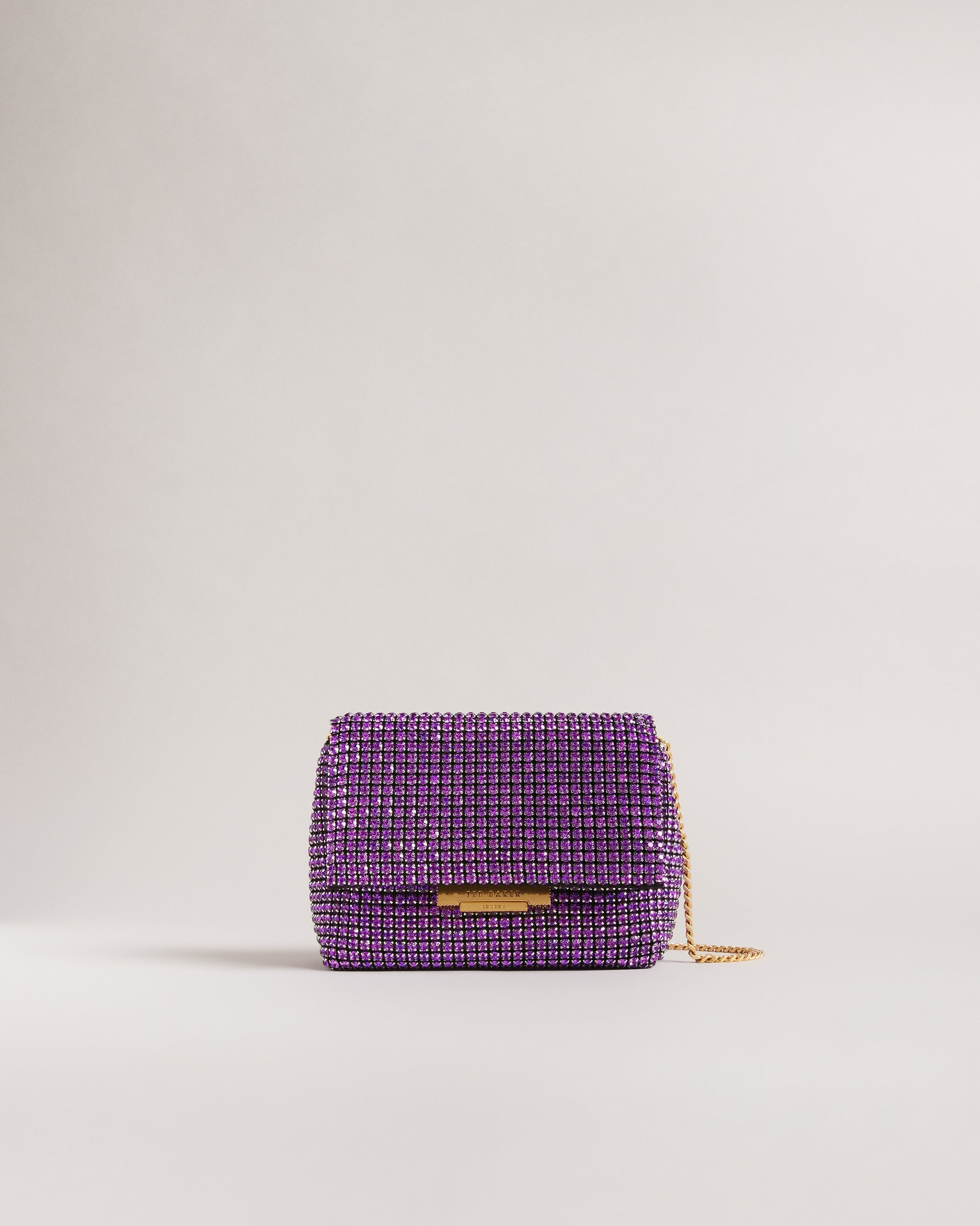 Gliters Crystal Mini Cross Body Bag Dp-Purple