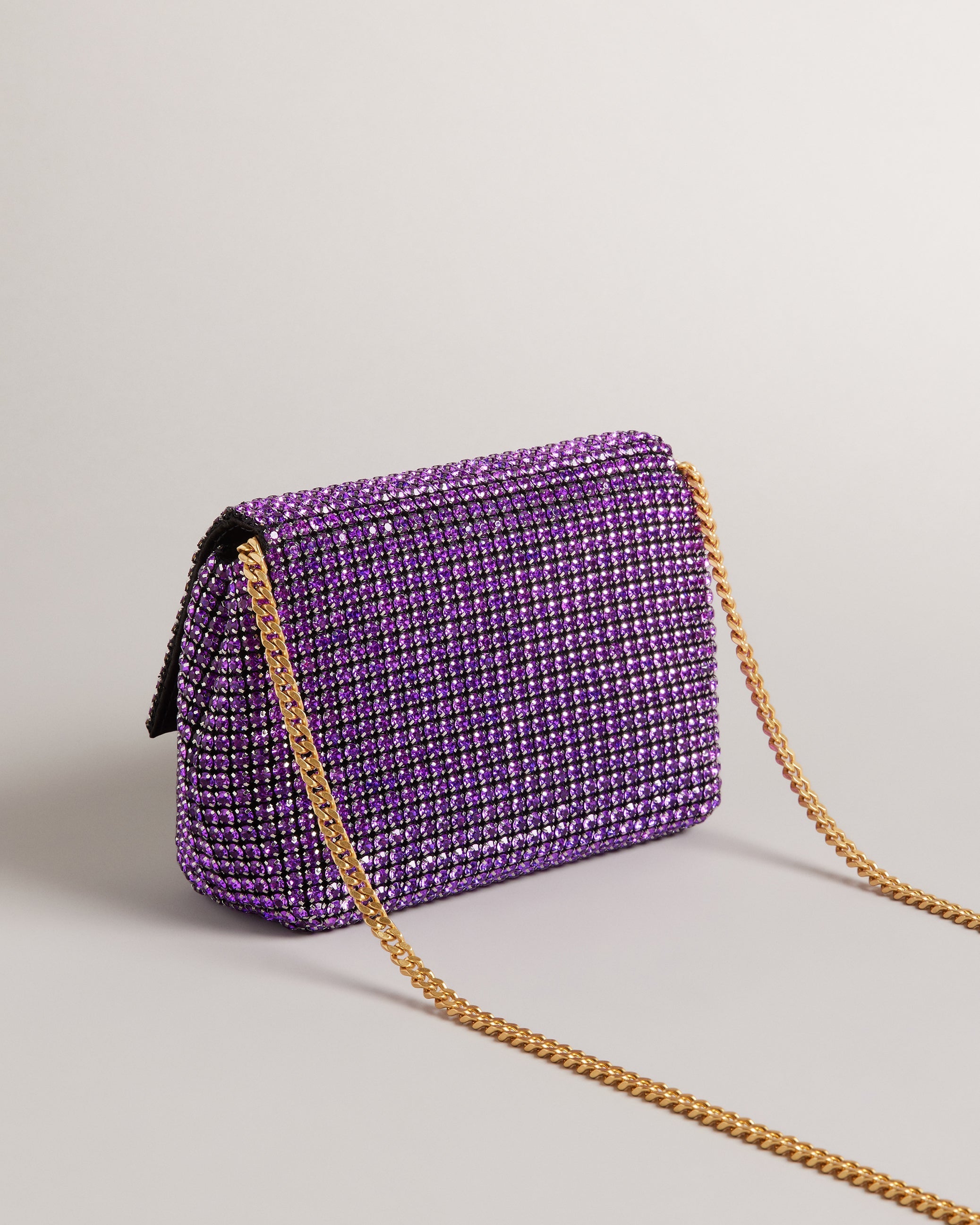 Gliters Crystal Mini Cross Body Bag Dp-Purple
